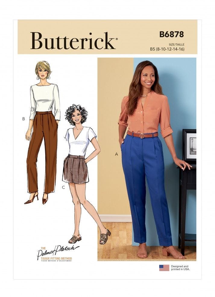 Butterick Women's Sewing Pattern 6878, Trousers, Shorts For B5 (8-10-12-14-16) - Intermediate - B5 (8-10-12-14-16)