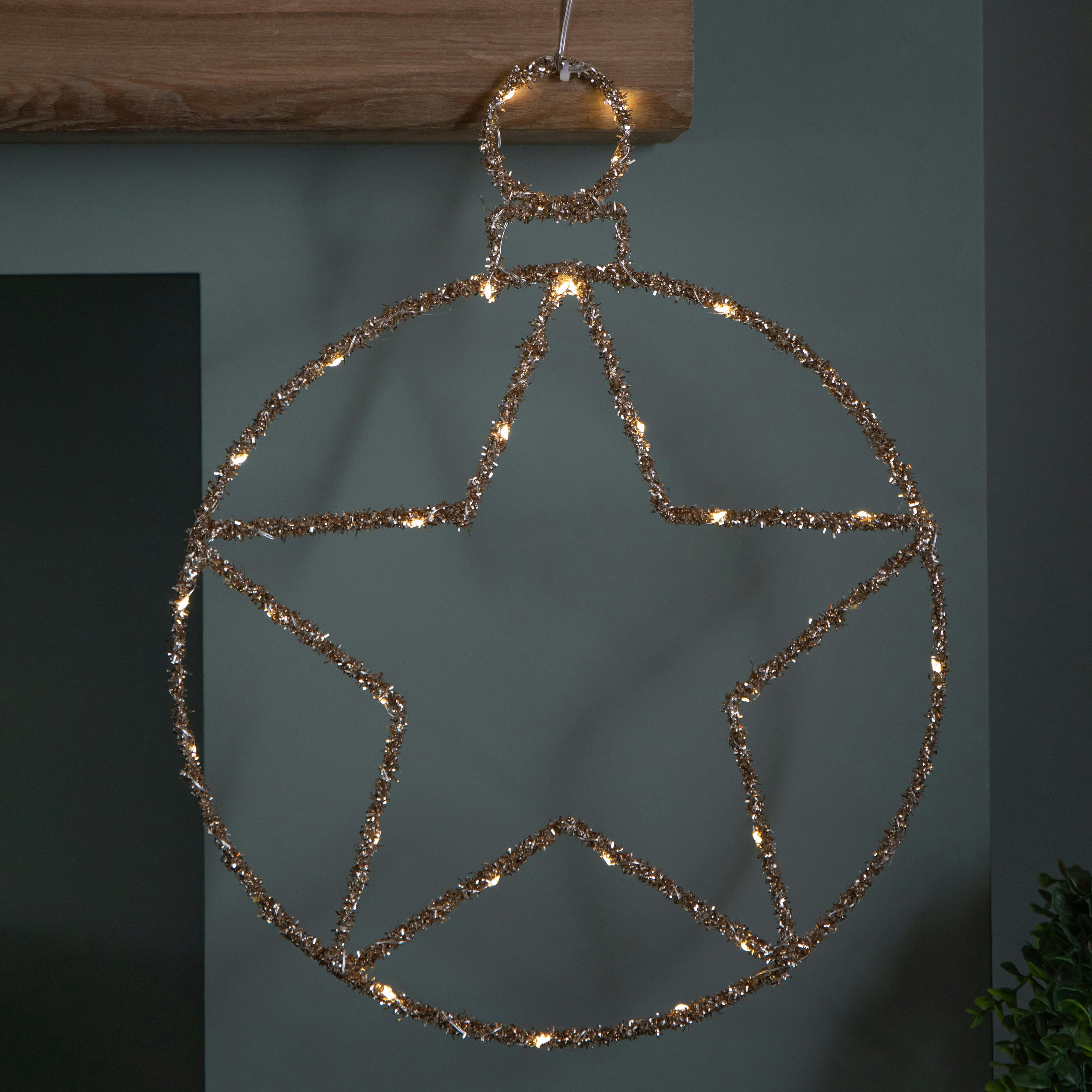 Rackhams Light/Gold/White 49Cm Battery Powered Up Christmas Star Ball With Twinkling Warm Leds
