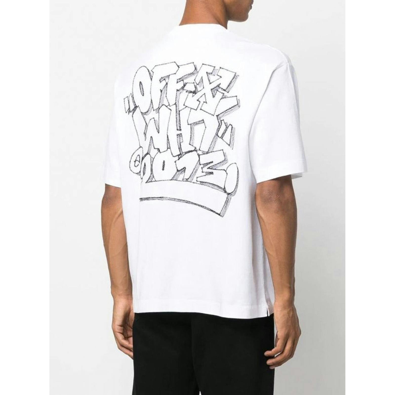 Off-White White Off- Graff Freest Over Skate Short-Sleeve Hoodie In - S