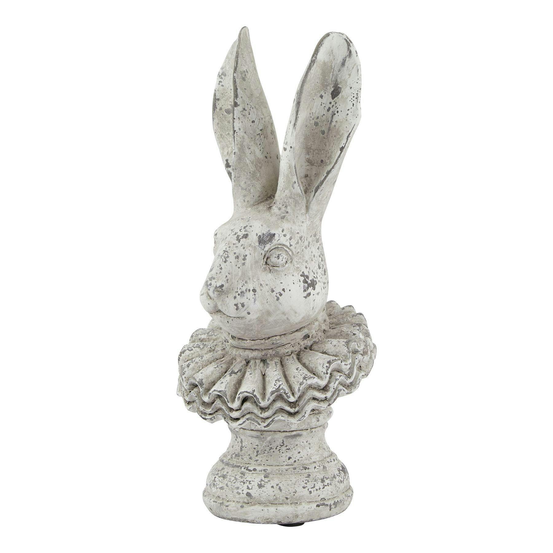Hill Interiors Grey Stone Effect Ruffle Hare Ornament - One Size - 100% Mixed