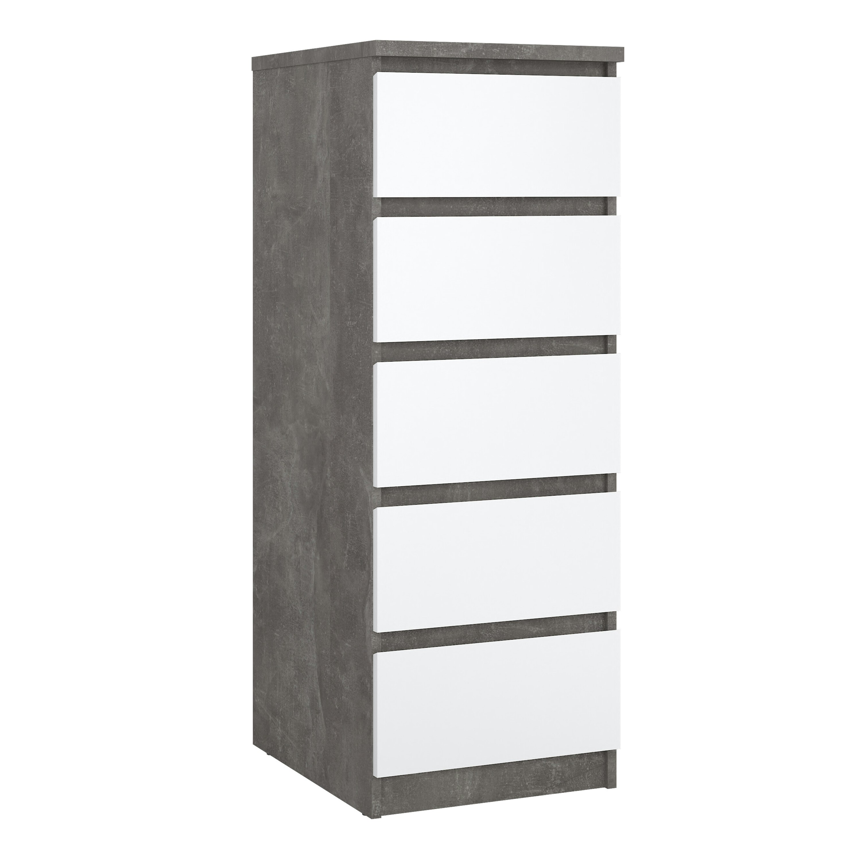 Furniture To Go Naia Narrow Chest Of 5 Drawers In White High Gloss - Grey And White High Gloss / 28.7Kg - Image 5