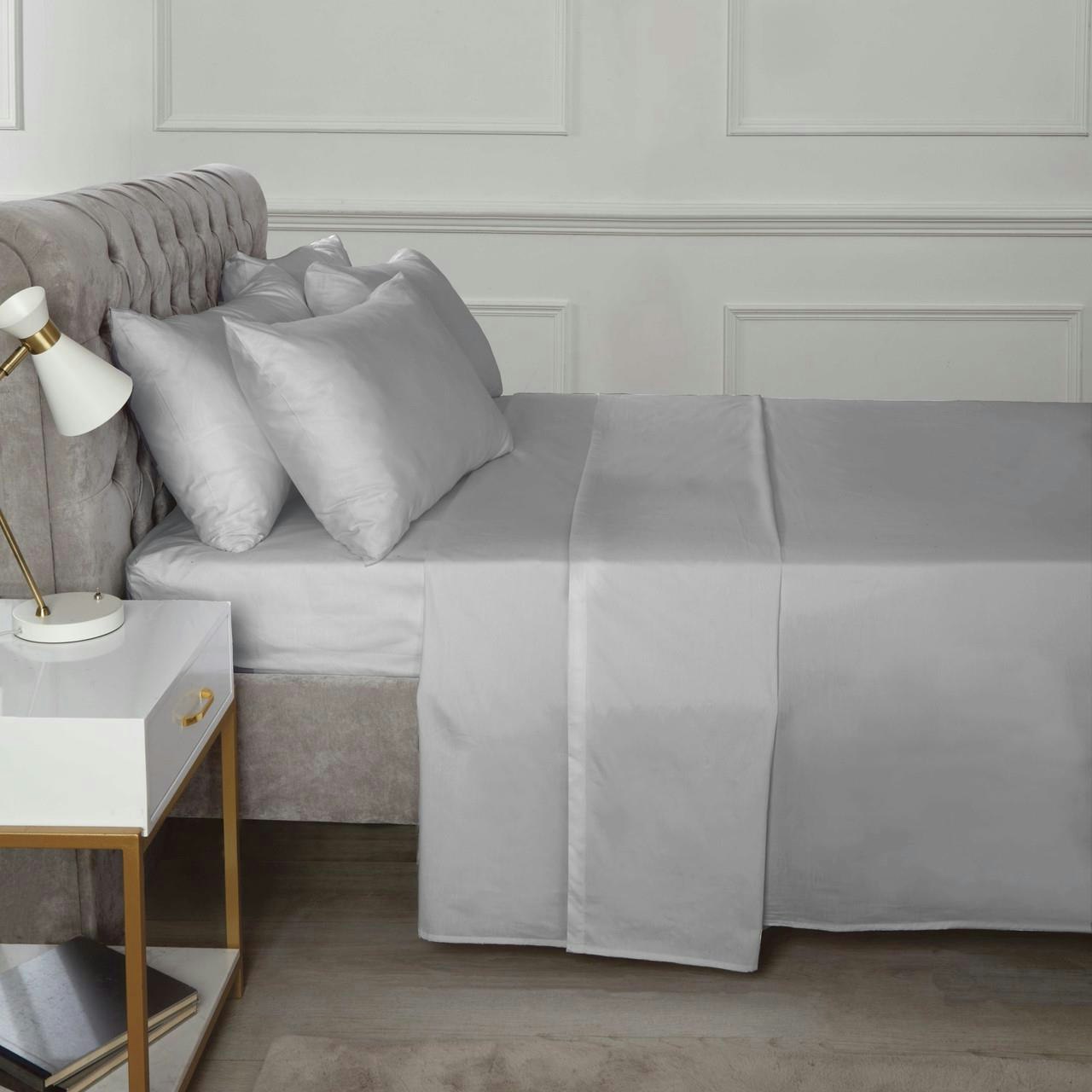 Rackhams Grey Percale 10" Deep Fitted Sheet 180 Thread Count - Double