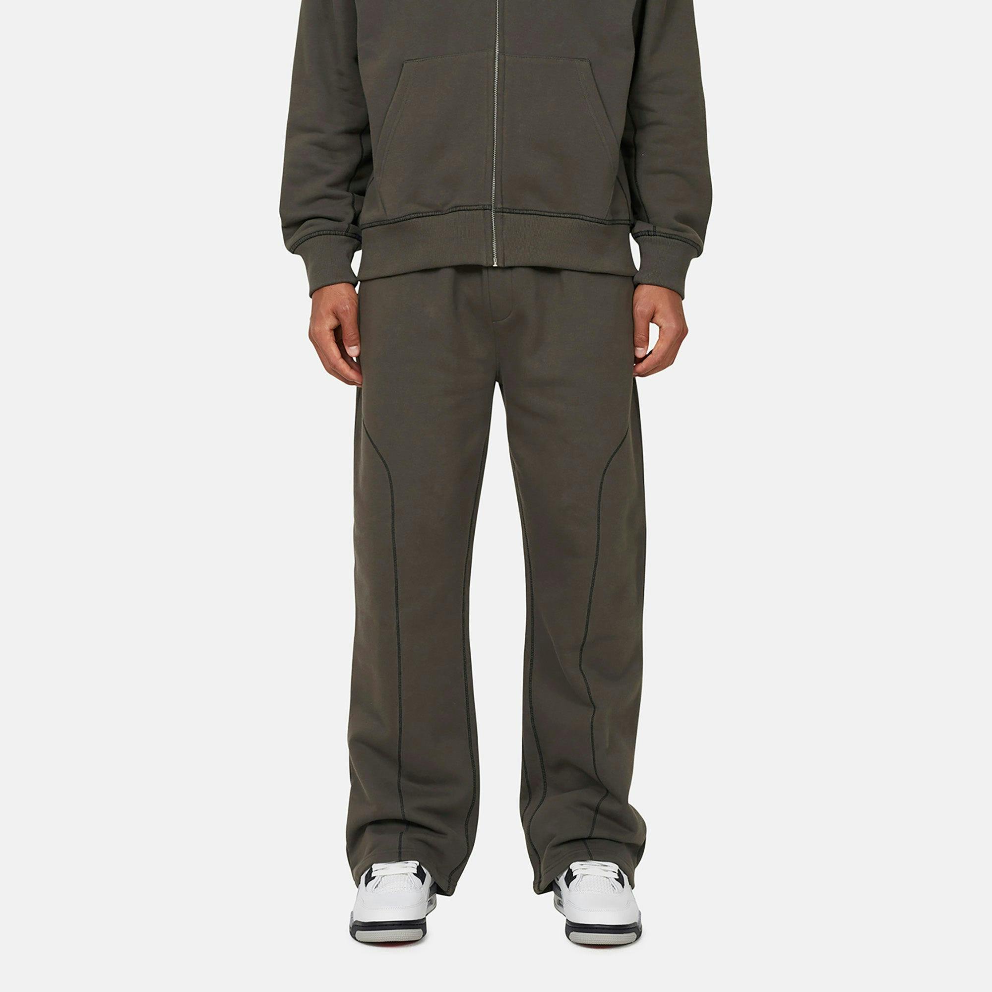 Good For Nothing Dark/Grey Coverlock Stitching Baggy Joggers - M