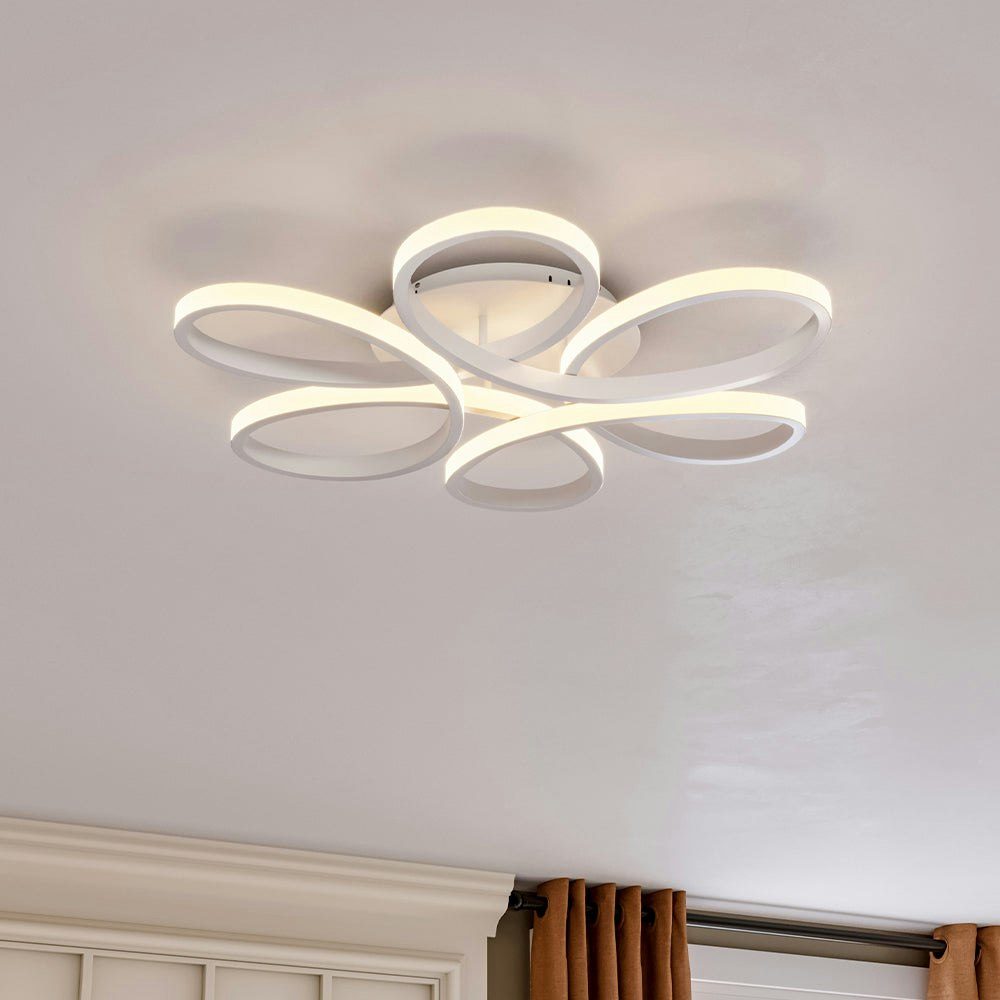 Rackhams Light Floral 6 Rings Modern Led Ceiling Dimmable With Remote Control - 58 Cm
