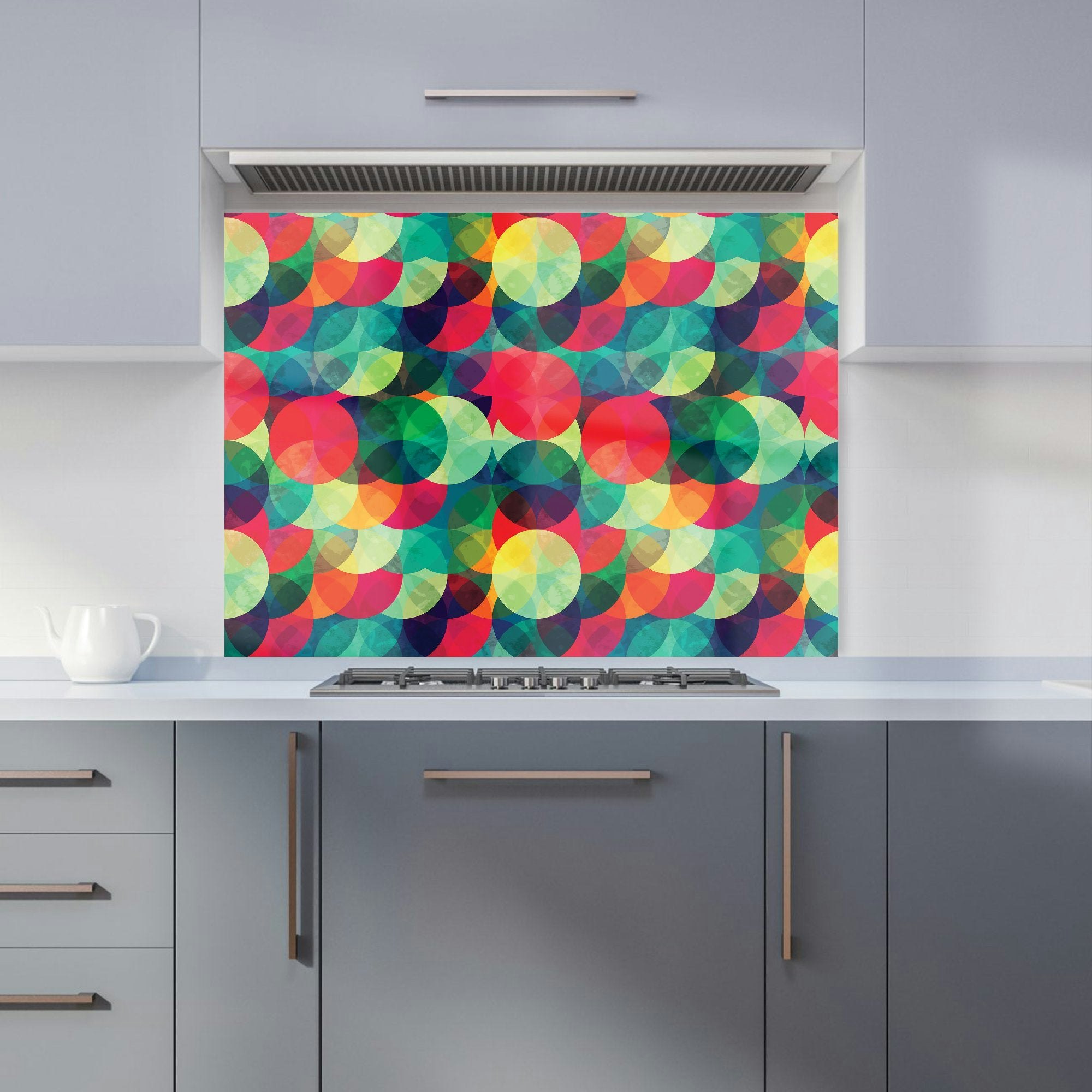 Warren Reed - Designer Colourful Grunge Circle Pattern Kitchen Splashback - W900mm X H650mm