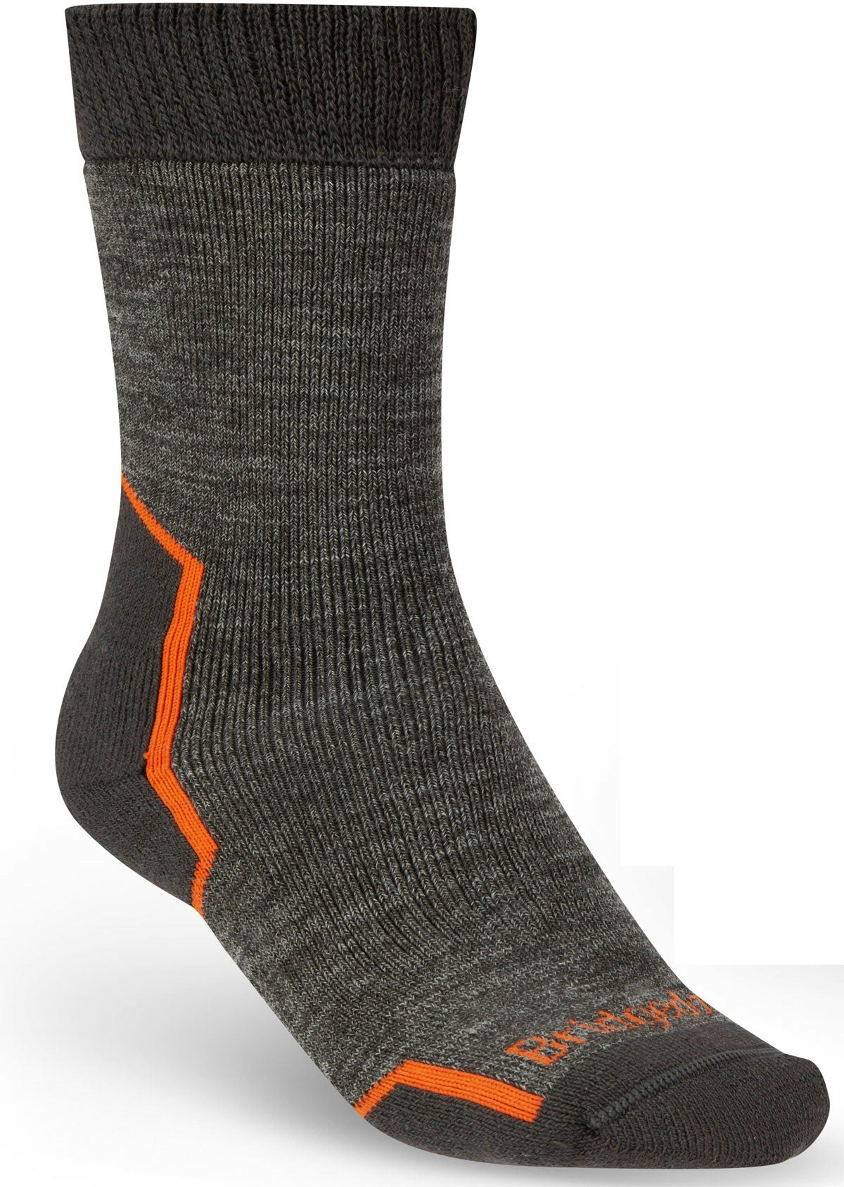 Bridgedale Men's Anthracite/Grey/Orange Socks Explorer Heavyweight Merino Comfort Crew Socks {Br-710278} - / - Large