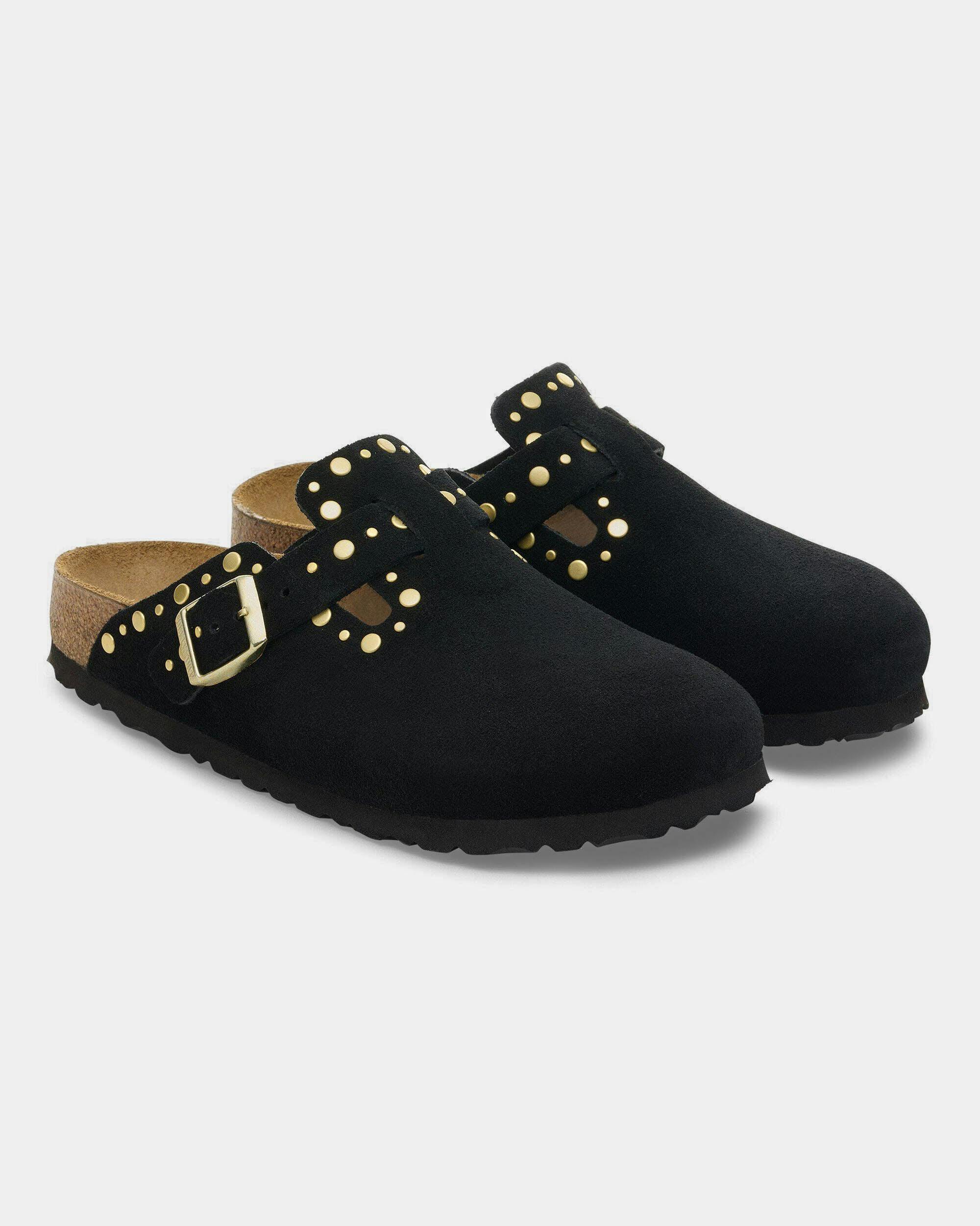 Birkenstock Women's Black Boston Rivet Suede Leather Clogs - Uk5 Eu38 Regular