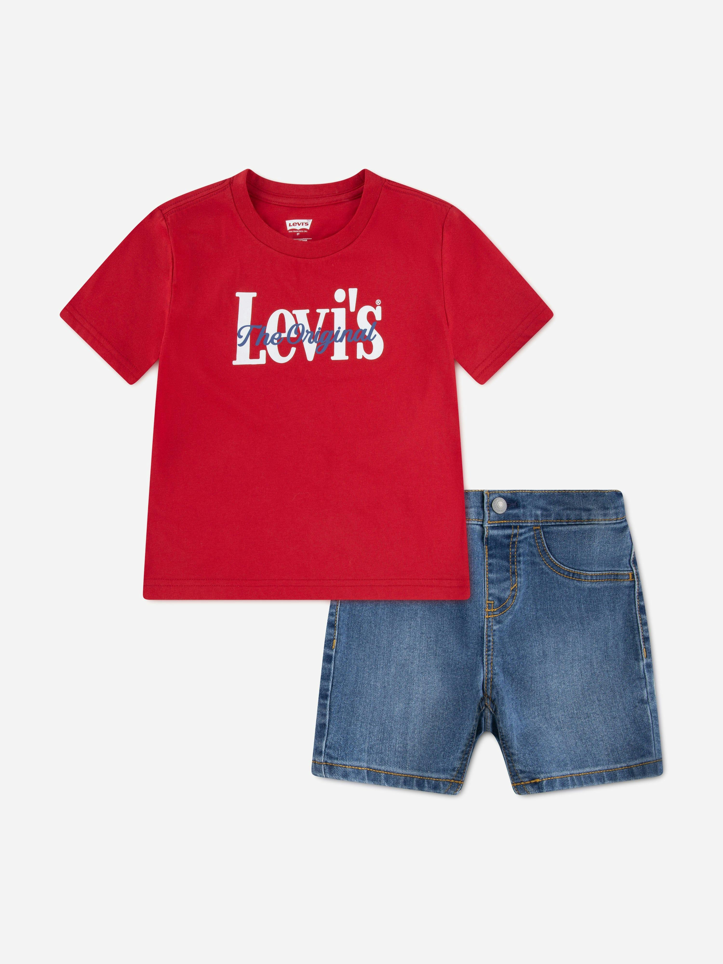 Levi's Kids Wear Boys Red Levi's Baby Aop Logo T-Shirt And Shorts Set In - 36 Mths