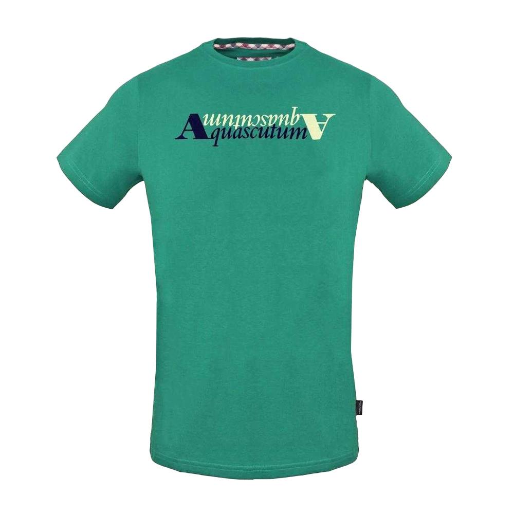 Aquascutum Men's Green Reflective Logo T-Shirt - S - 95% Cotton/5% Elastane