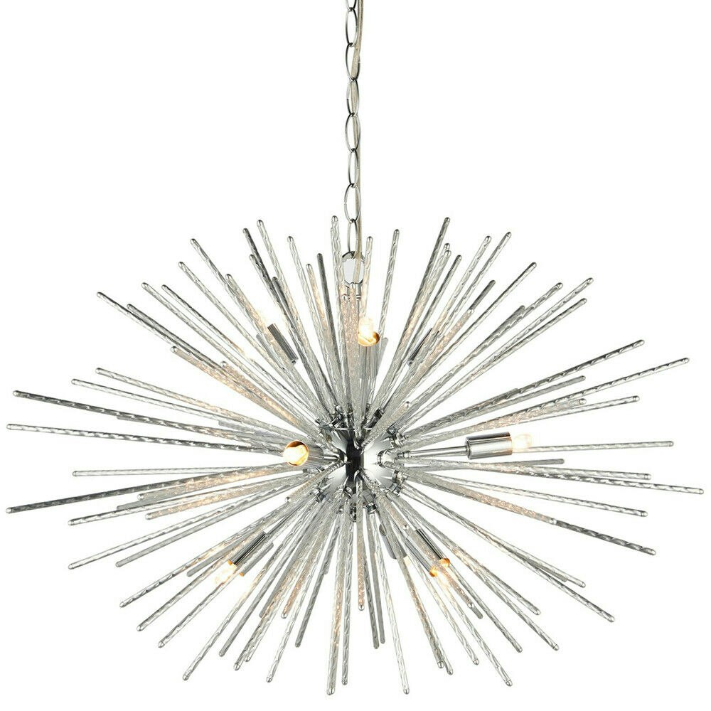 Rackhams Light Multi Ceiling Pendant Bulb Chrome Feature Chandelier Vintage Metal Lamp Size 9