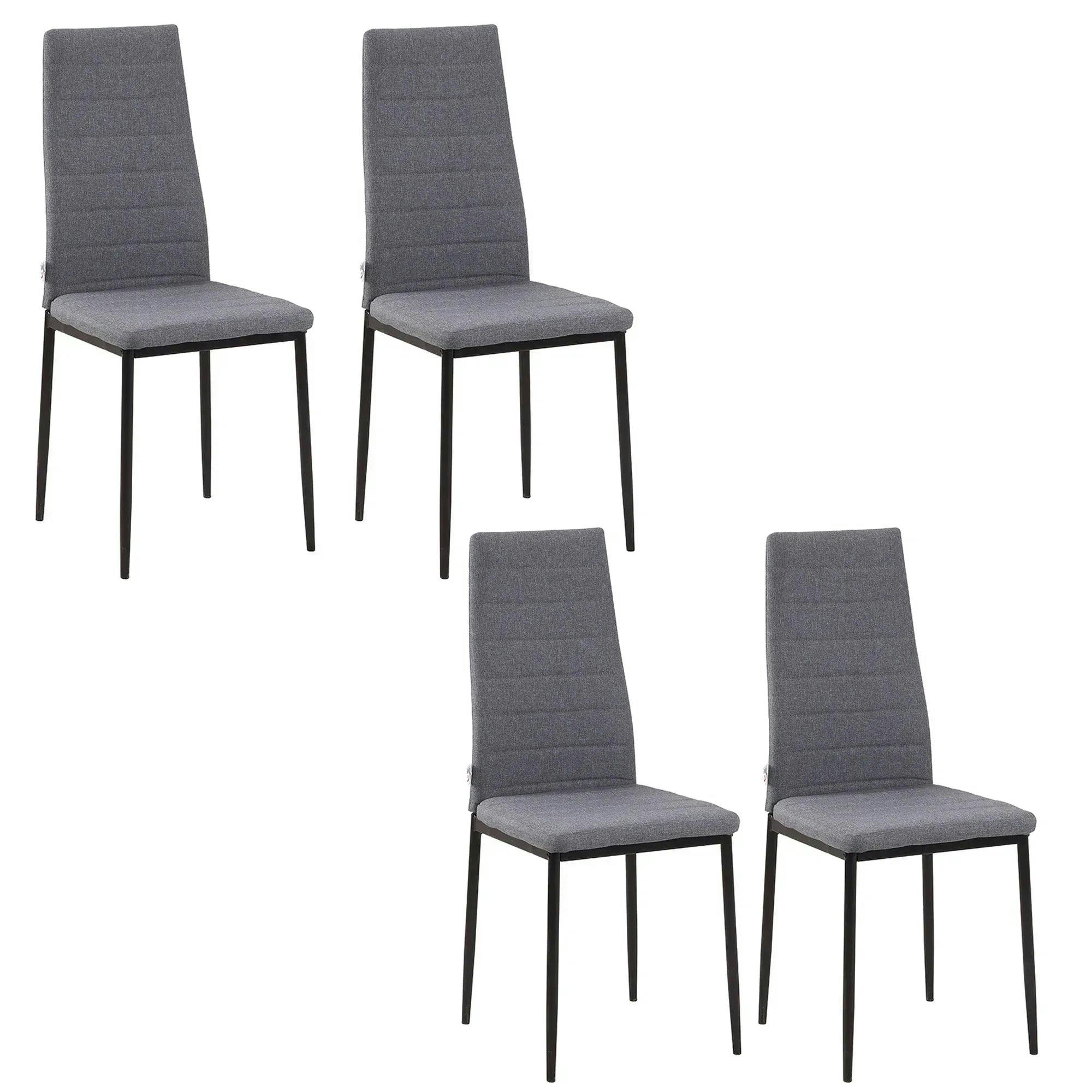 Bobobiy Grey High Back Dining Chairs Modern Upholstered Linen-Touch Fabric Accent Chairs With Metal Legs For Kitchen, Set Of 4, - Image 2