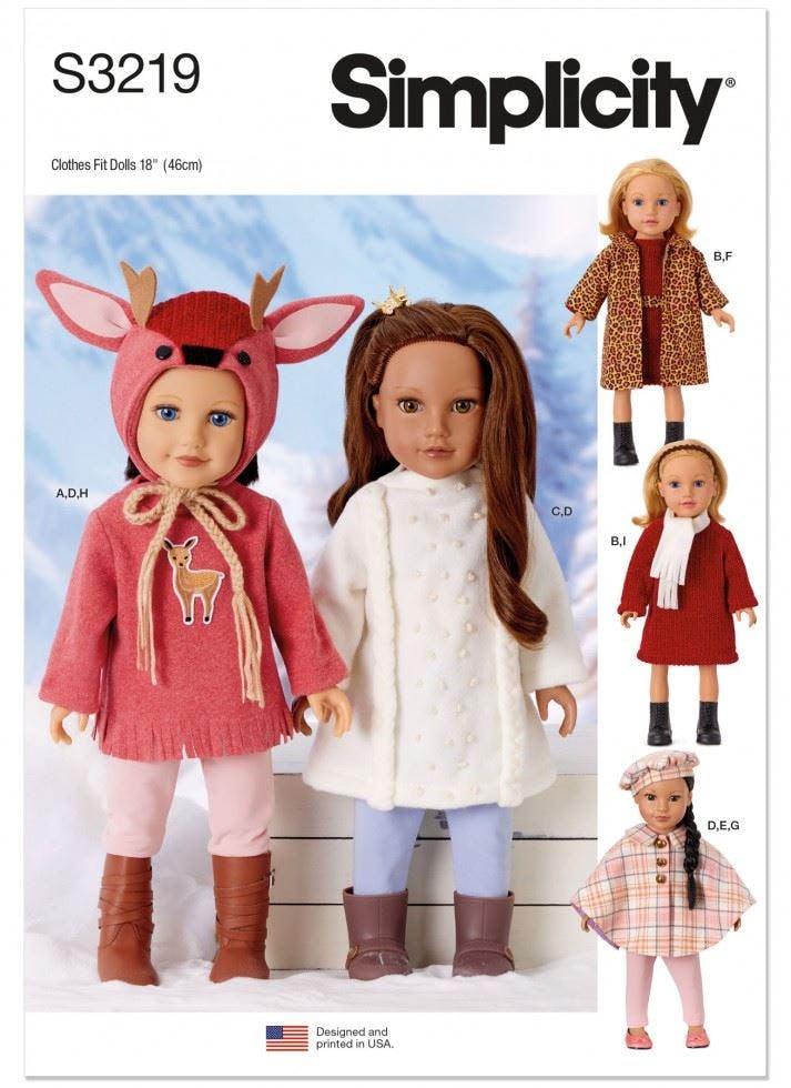 Simplicity Sewing Pattern 3219, Doll Clothes Os (One Size) - Intermediate - Os (One Size)