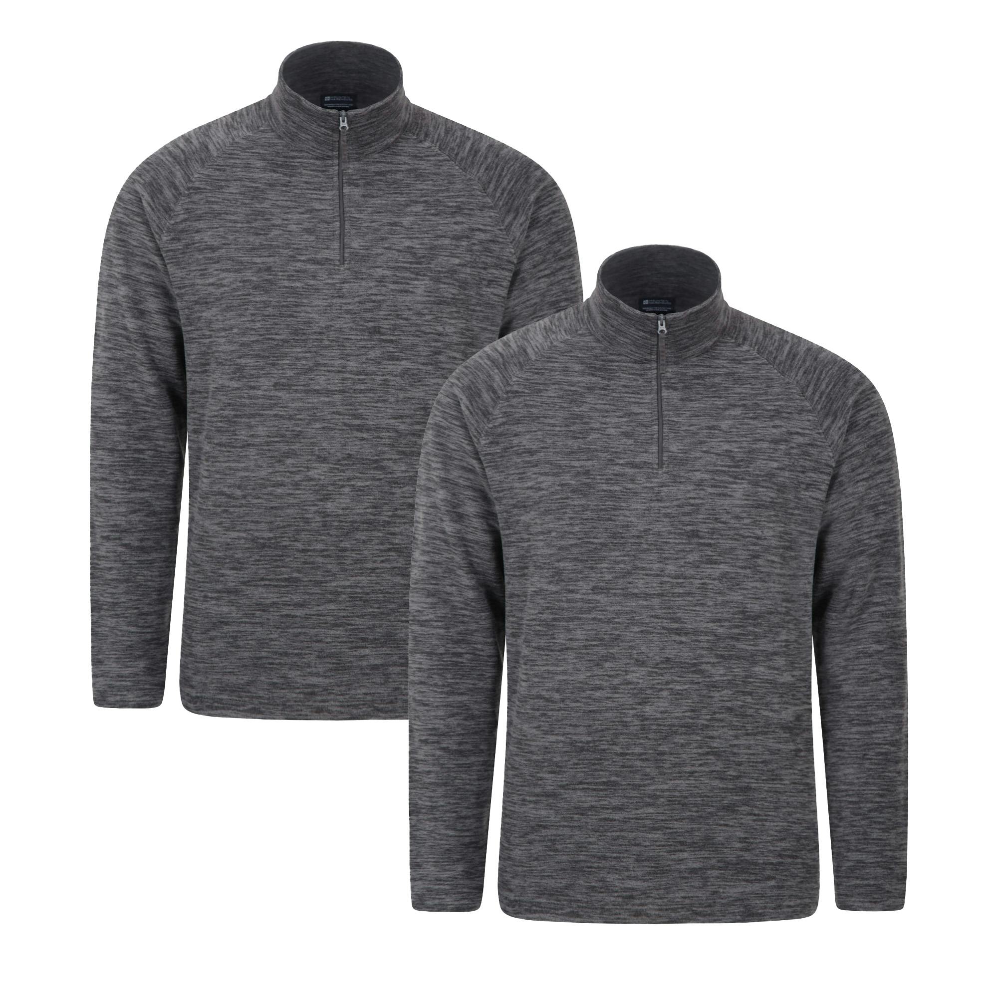 Mountain Warehouse Men's Black Snowdon Melange Fleece Top (Pack Of 2) - Xs - 100% Polyester