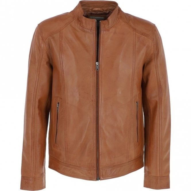 Ashwood Men's Leather Biker Jacket: Br-Rock 2 - S - Leather - Tan