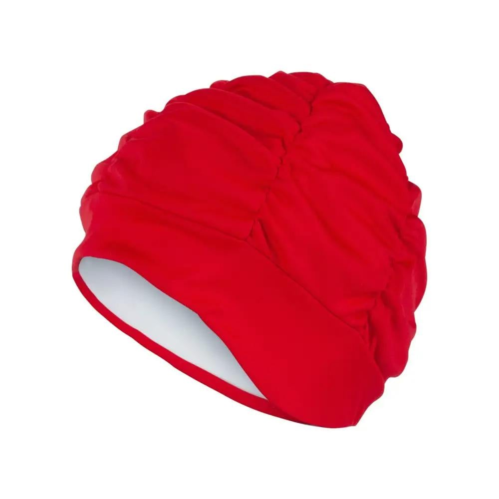 Fashy Red Pleated Fabric Swim Cap