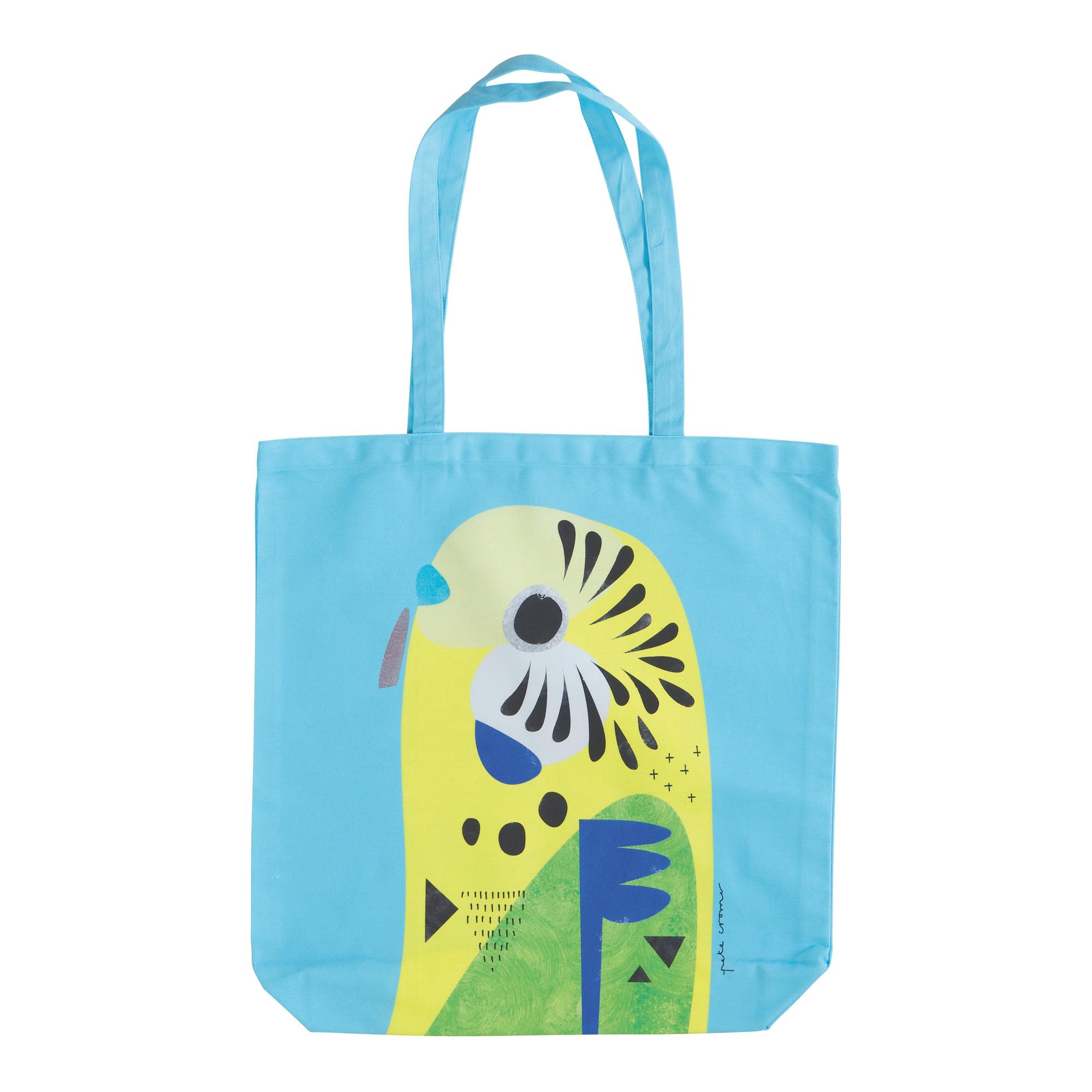 Maxwell & Williams Pete Cromer Large Tote Bag, Budgerigar Print, 1% Cotton, 42 x 41 cm, Blue - Image 2