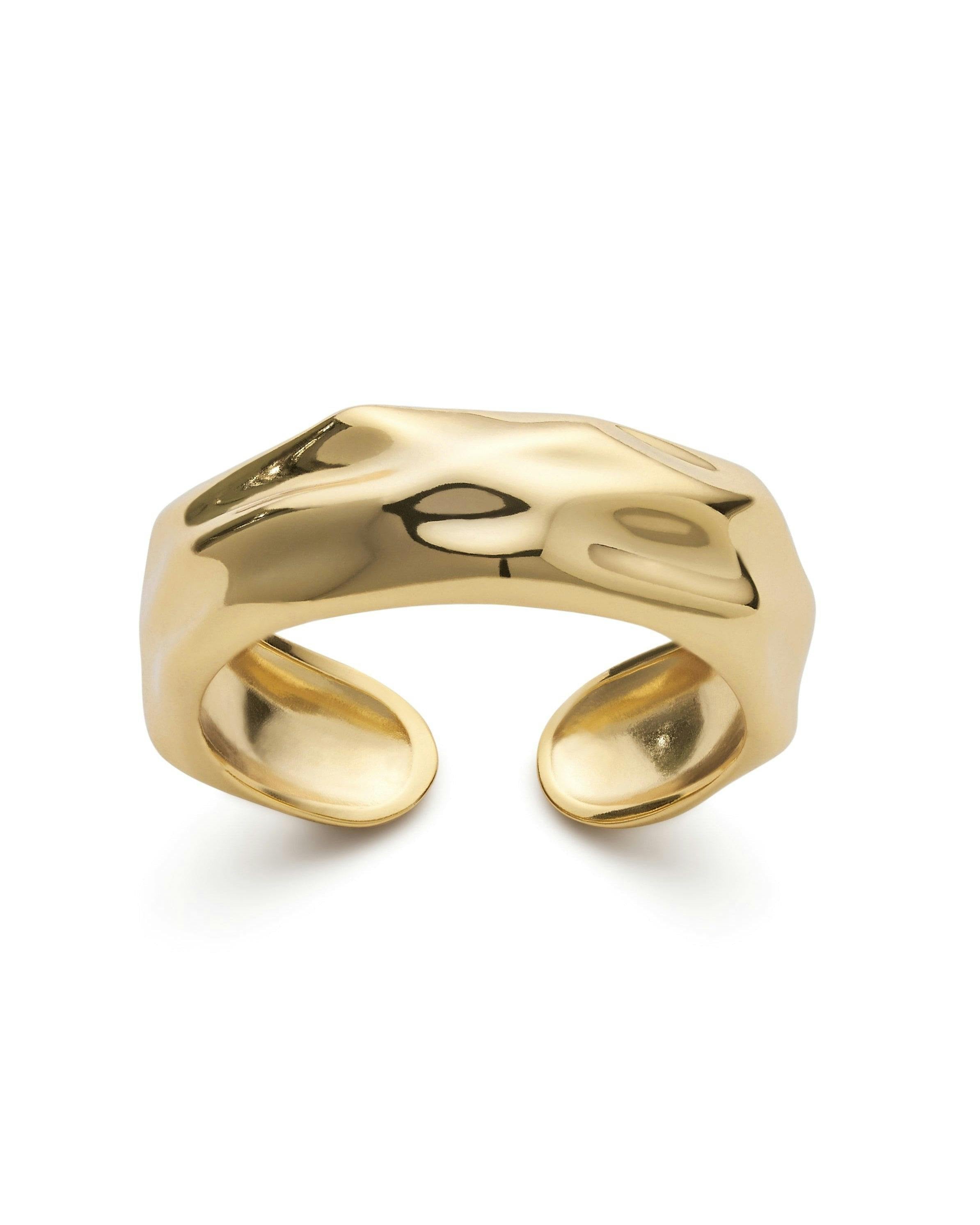 Elk & Bloom Gold Chunky 18K Stacking Band Ring - No Thank You