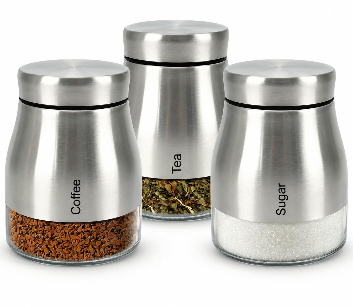 Atek Glass Kitchen Canister Set - Silver - Image 4