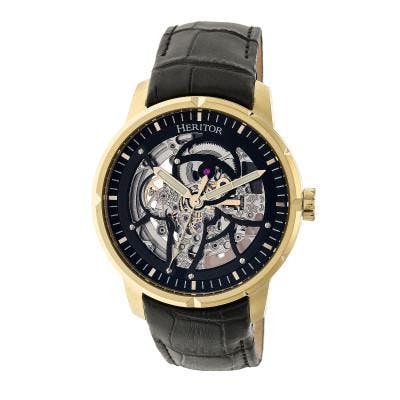 Heritor Automatic Men's Black/Gold Ryder Skeleton Watch