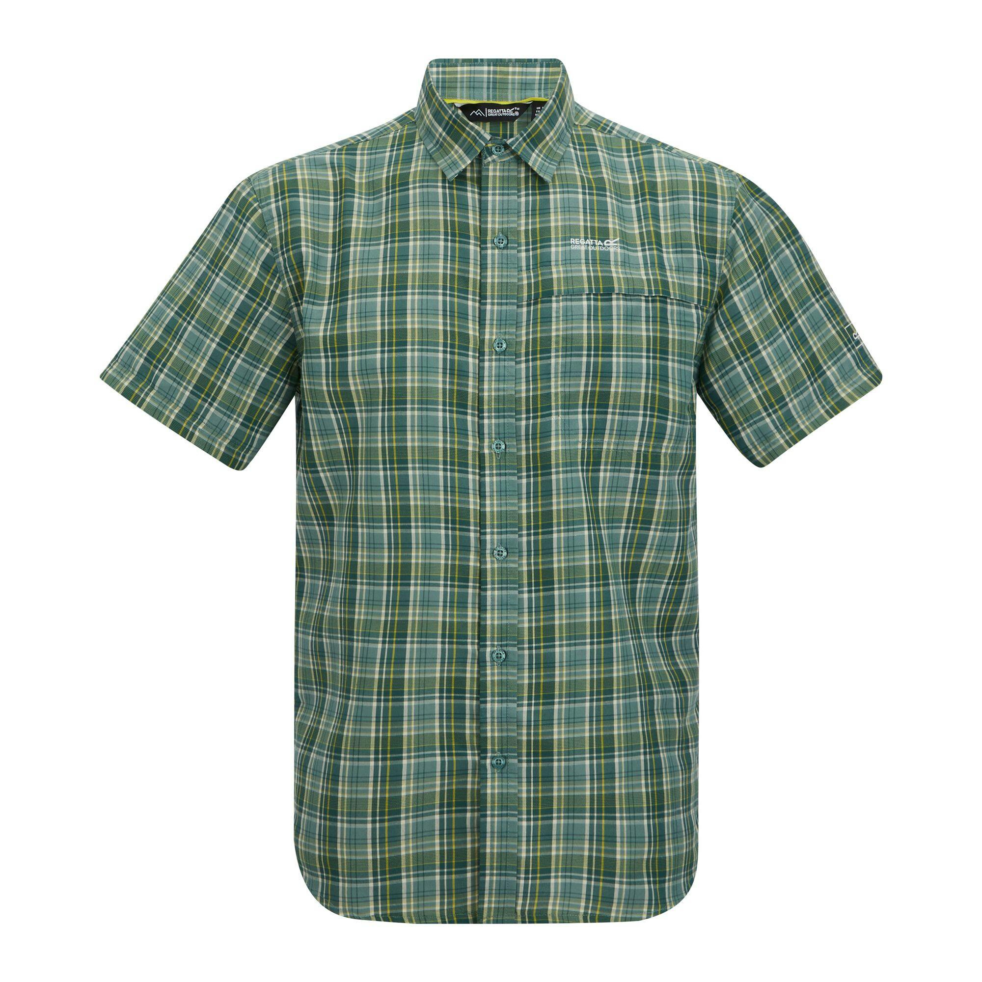 Regatta Men's Mindano Multi Check Short-Sleeved Shirt - Arctic - Xl - Arctic - 90% Polyester/10% Viscose