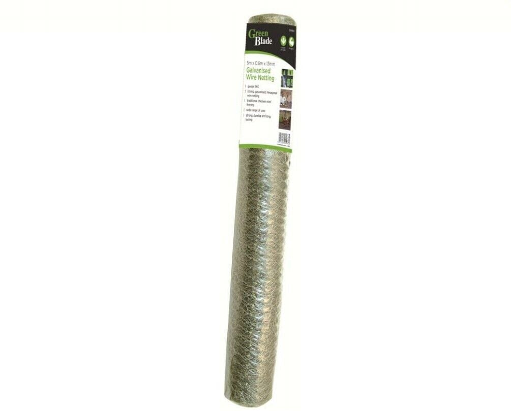 Rackhams 5M X 60Cm X 13Mm Galvanised Steel Chicken Garden Wire Netting / Fencing