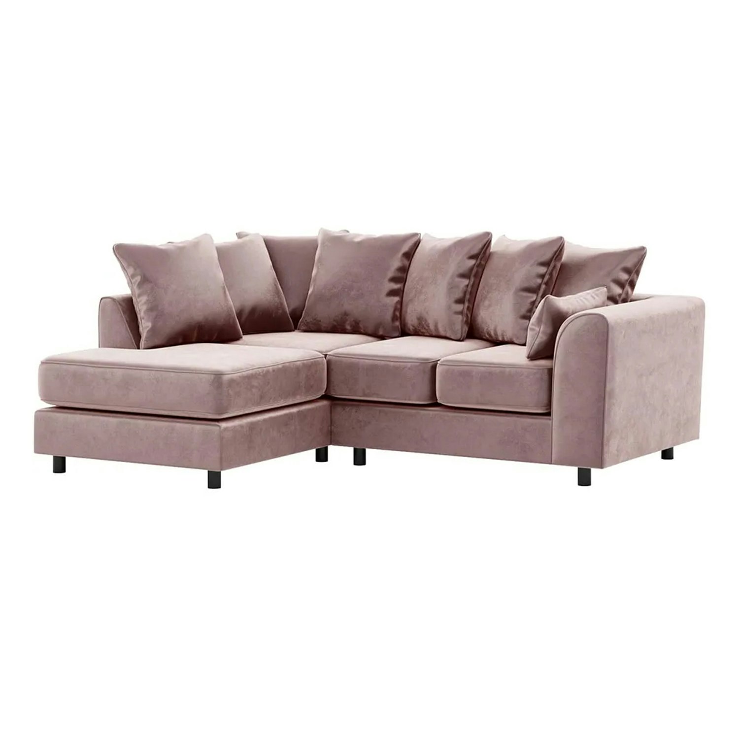 Rackhams Pink Brooklyn Full Foam Plush Velvet Corner Sofa - Left Hand Facing