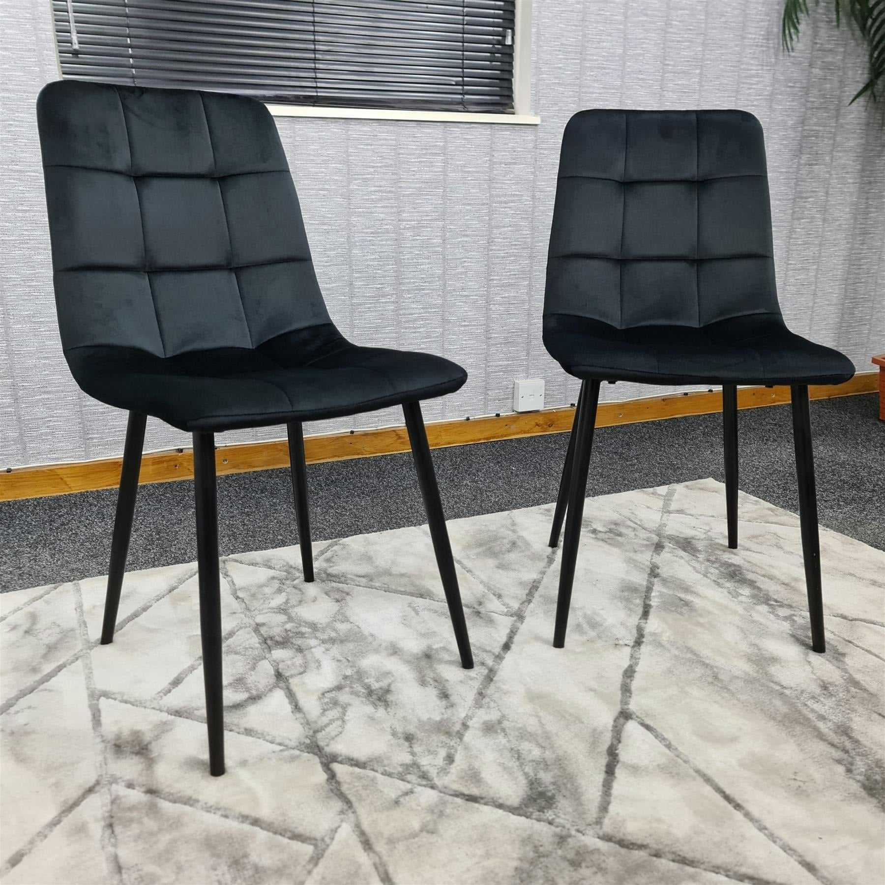 KOSY KOALA Dining Chairs Set Of 2 Tufted Chairs Velvet Chairs Seats in Black - Image 6