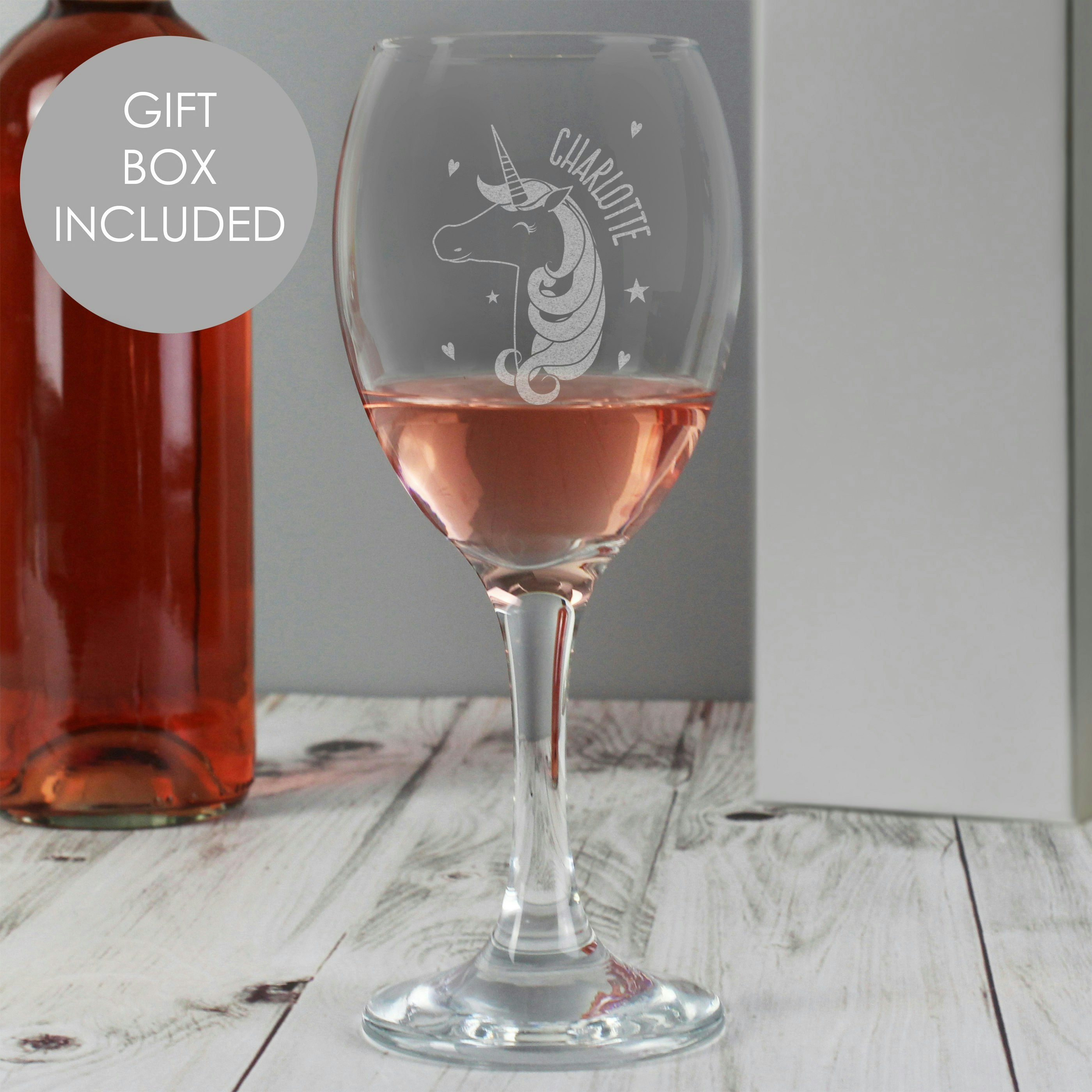 Rackhams Personalised Unicorn Engraved Wine Glass