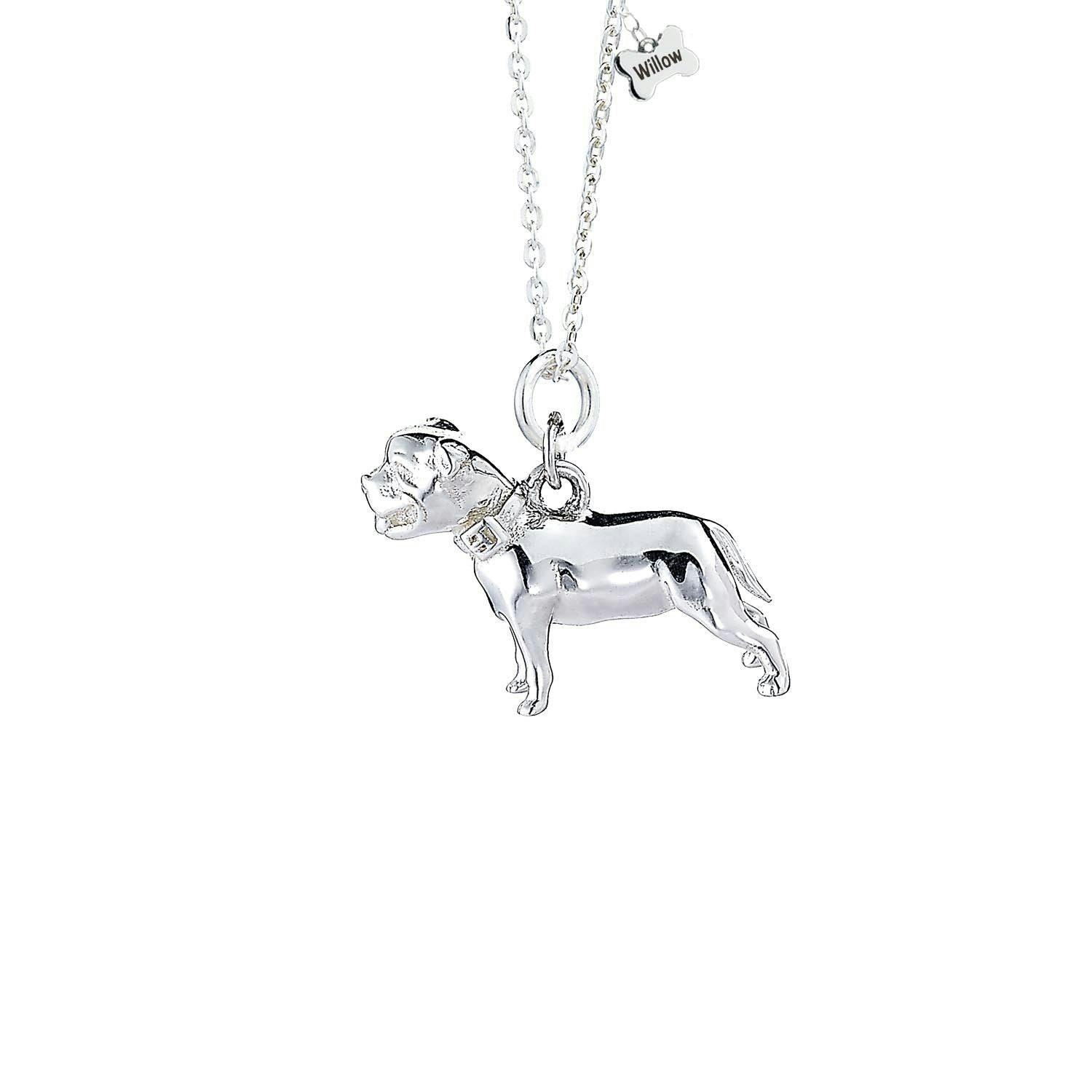 Mylee London Silver Staffordshire Bull Terrier Necklace - Personalised - No