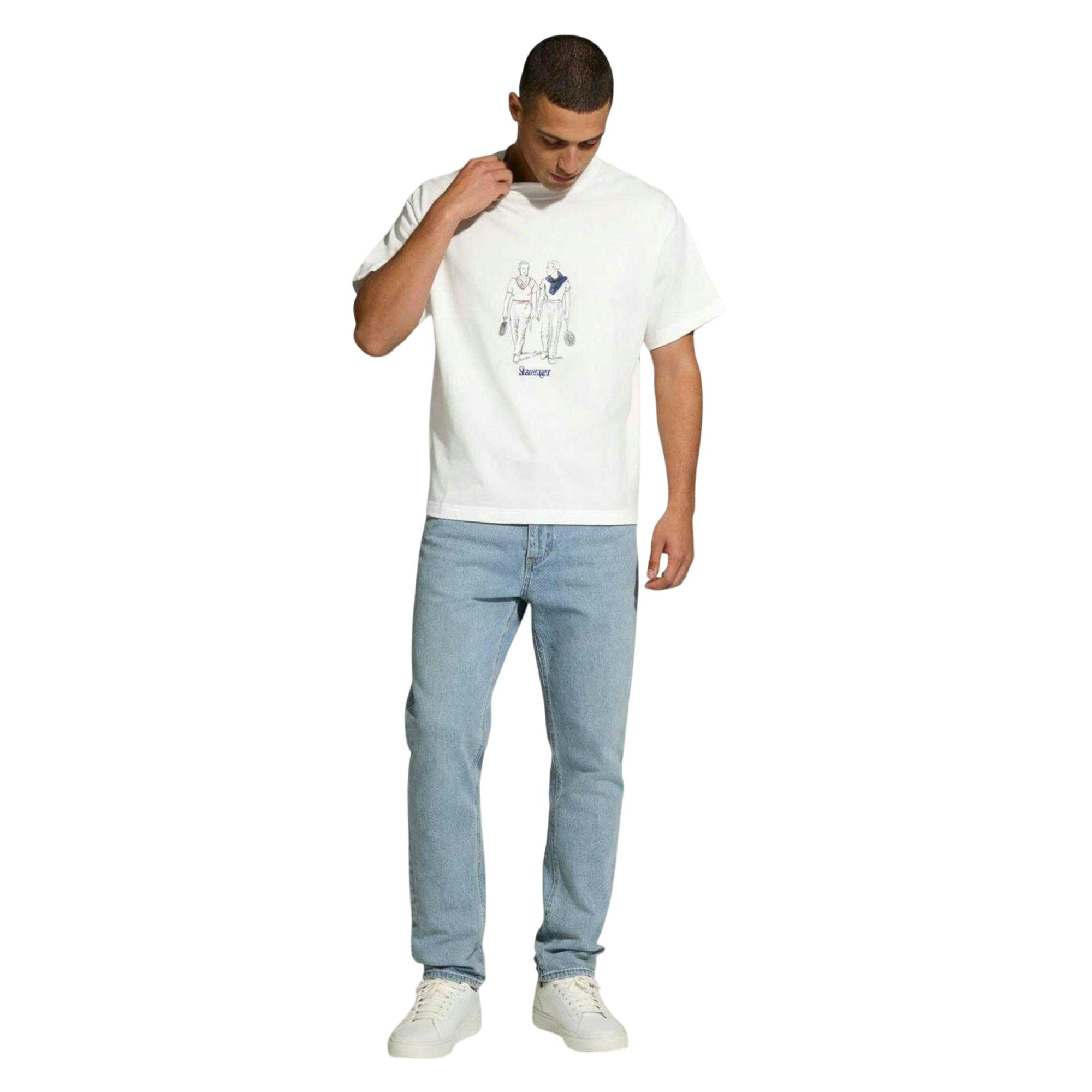 Slazenger Men's White Off-Court Warm Down Regular T-Shirt - L - 100% Cotton