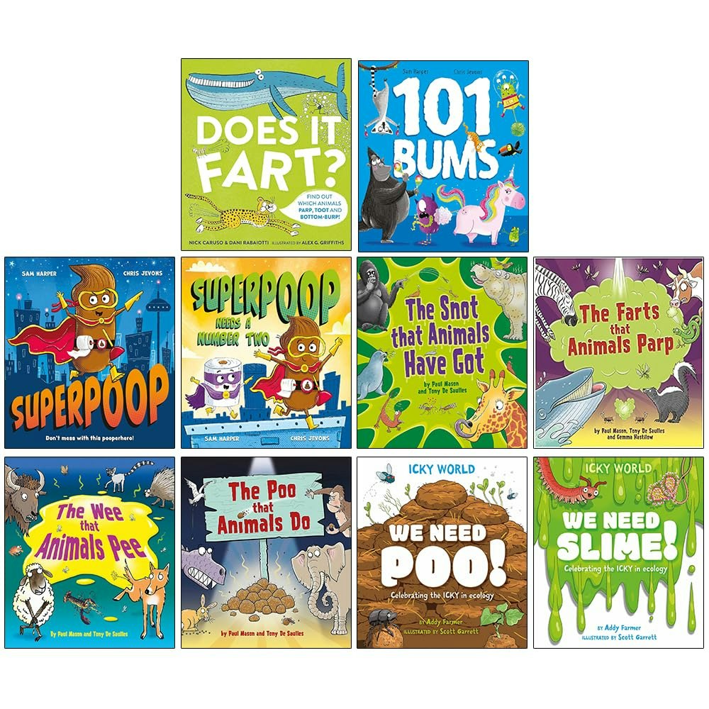 Various Publishers Superpoop 10 Book Set Superpoop, 101 Bums, Superpoop Needs A Number Two, Does It Fart? & More