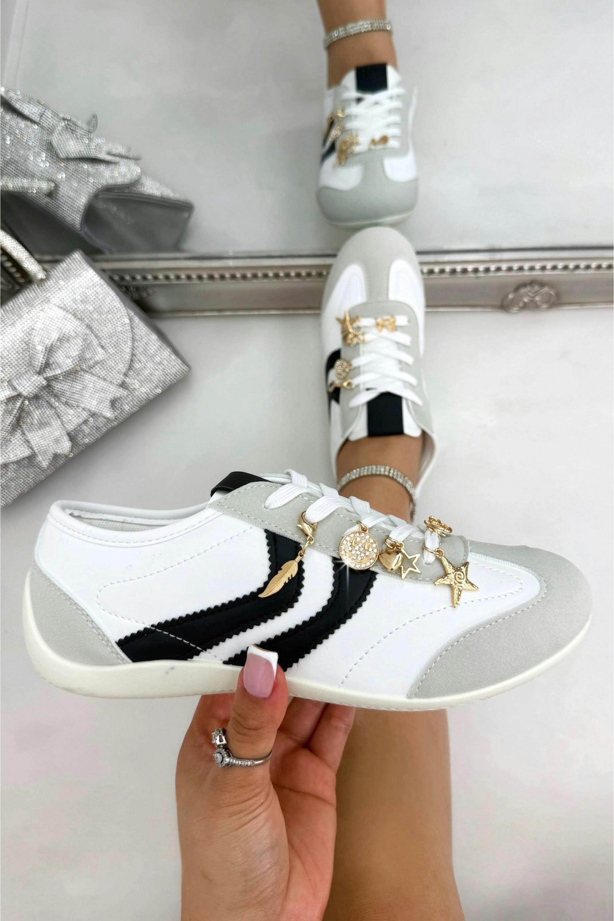 Love Lemonade Women's White Sparkly Charm Horizon Trainers - Uk 8 - Eu 41 - Us 10