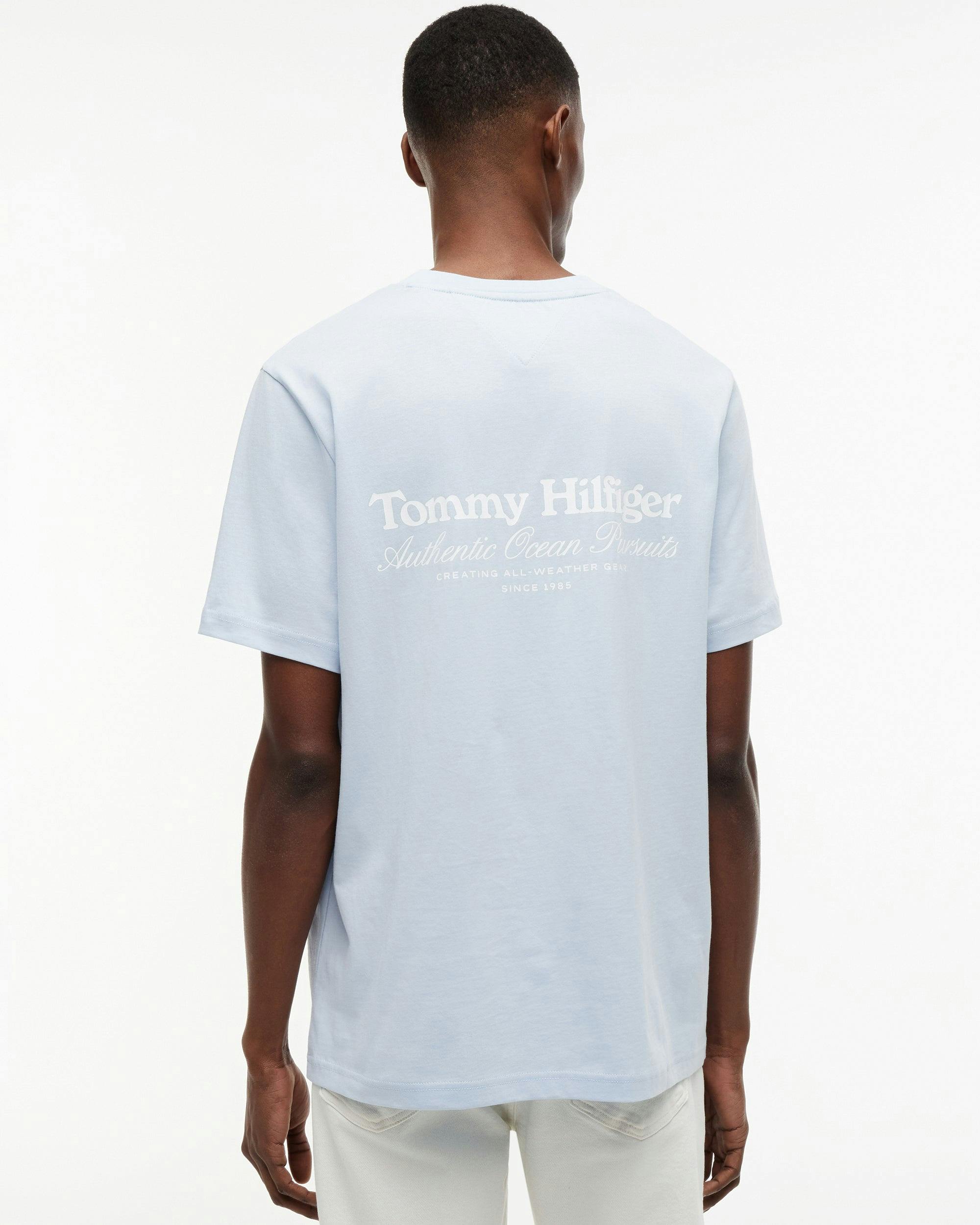 Tommy Hilfiger Men's Blue Nautical Back Graphic T-Shirt - Breezy - Breezy - M