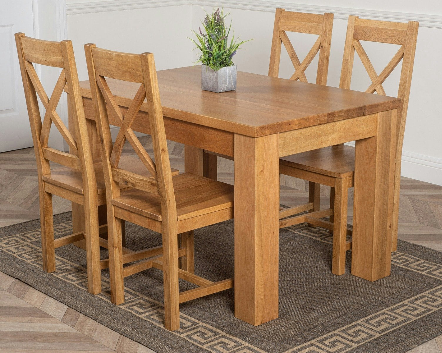 Rackhams Grain Dakota Small Oak Dining Table With Berkeley Oak Chairs - Natural Oak - 4 Chairs