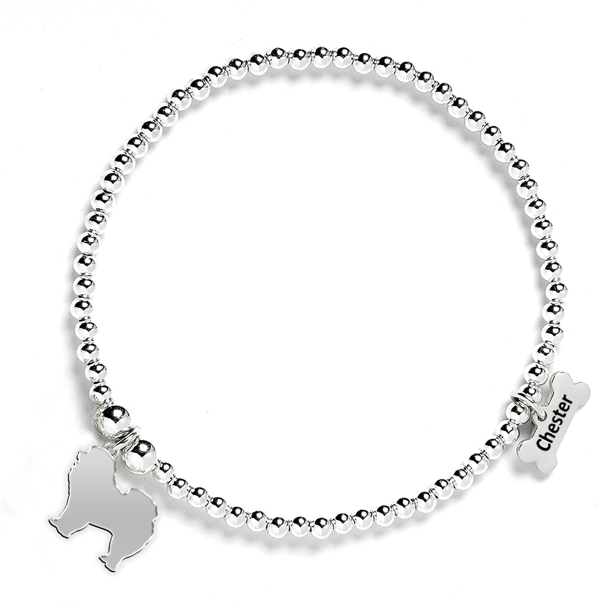 Mylee London Silver Chow Chow Silhouette Ball Bead Bracelet - Personalised - Yes