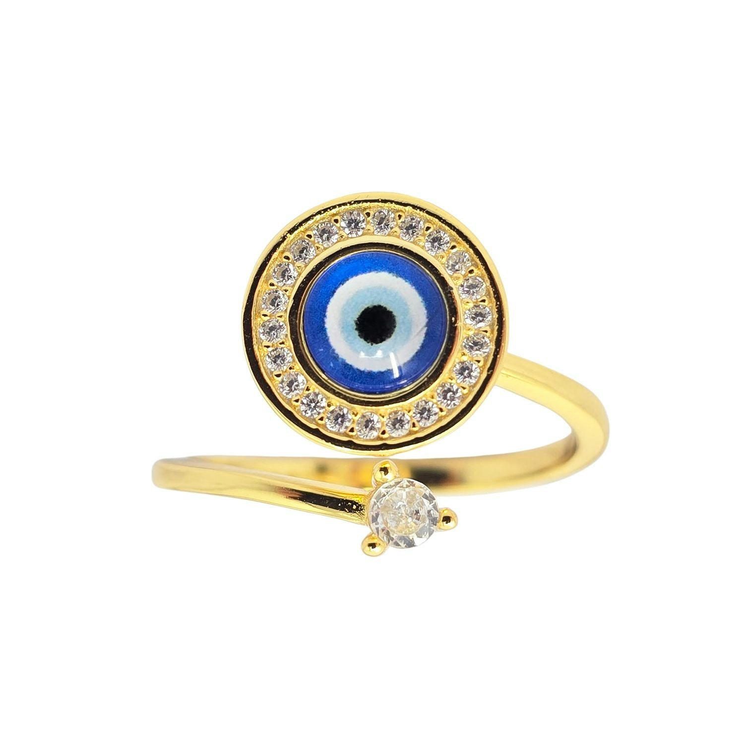 Harfi Women's Gold Evil Eye Fidget Spinner Friendship Plated Ring