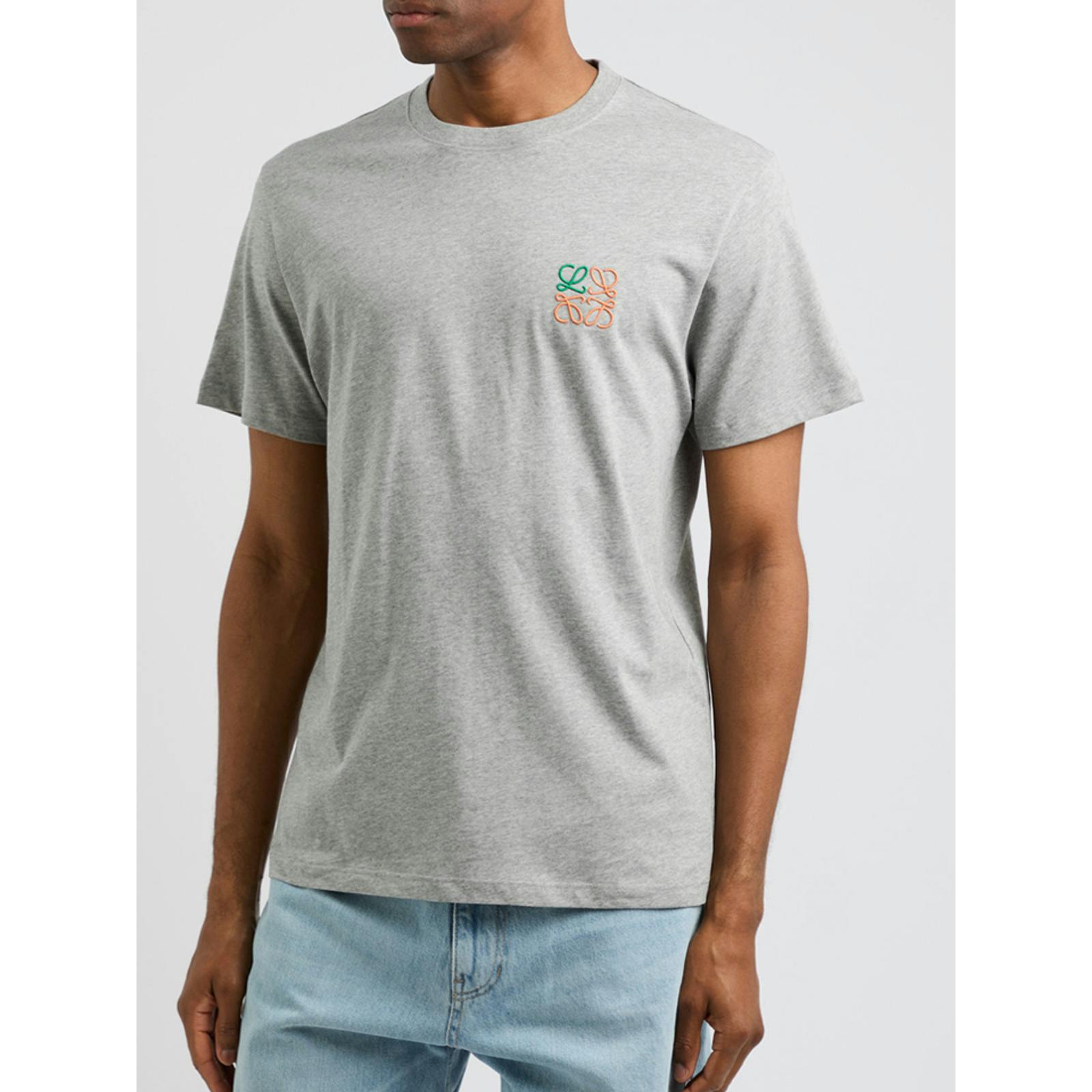 Loewe Grey Anagram Embroidered T-Shirt In - Xl