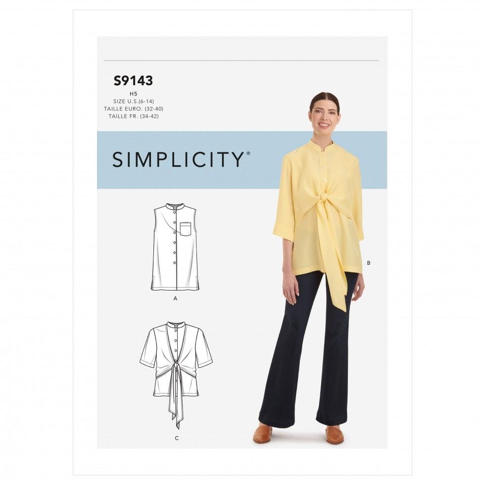 Simplicity Women's Sewing Pattern 9143, Tops For H5 (6-8-10-12-14) - Intermediate - H5 (6-8-10-12-14)