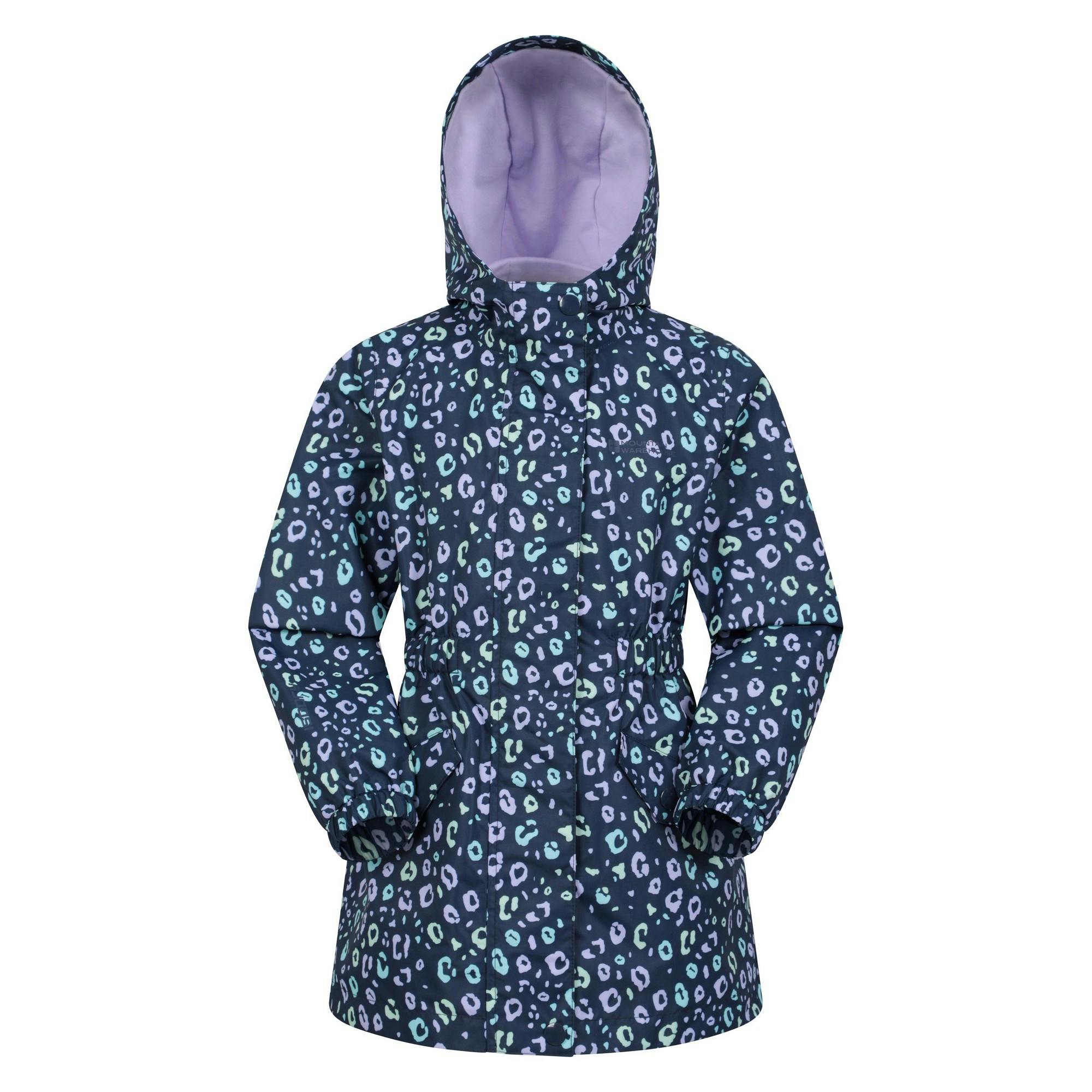 Mountain Warehouse Purple Childrens/Kids Dale Leopard Print Lightweight Waterproof Jacket - Dusky - 13 Years - Dusky - 100% Polyester