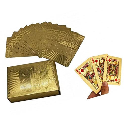 Kav Gold Plated Poker Playing Cards - Classic Magic Tricks Tool & Deck Of Playing Card For Poker Players, Family, Party, Game ( - Euro Style Deck)