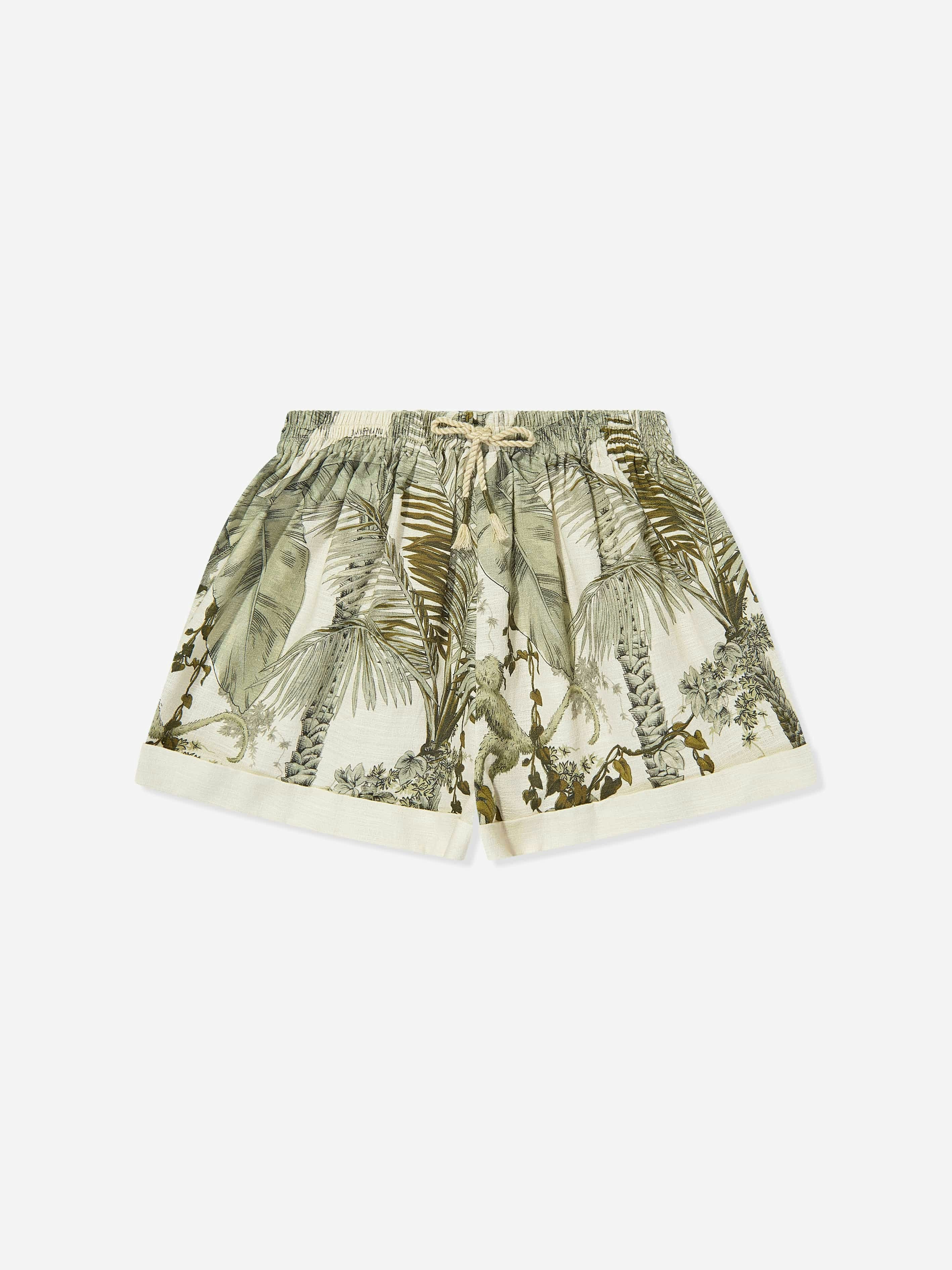 Zimmermann Girls Green Wylie Relaxed Shorts In - 4 Yrs