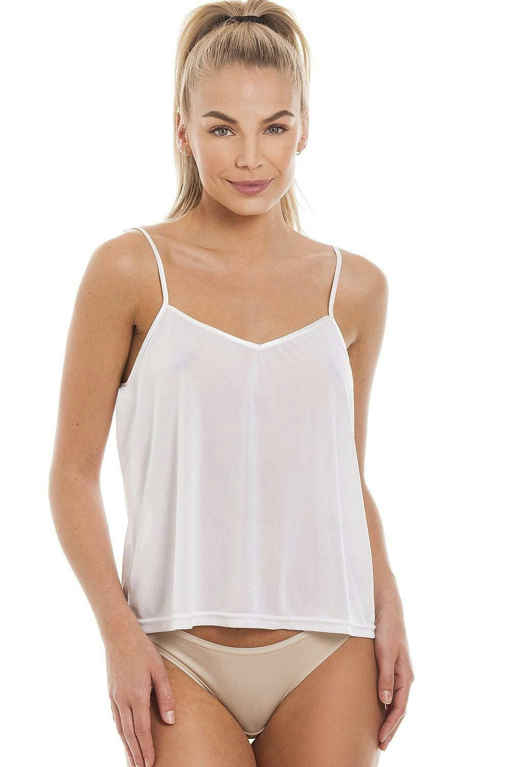 Camille Women's Black/White Cami Top Satin Strap Luxury Stylish Camisole - 22