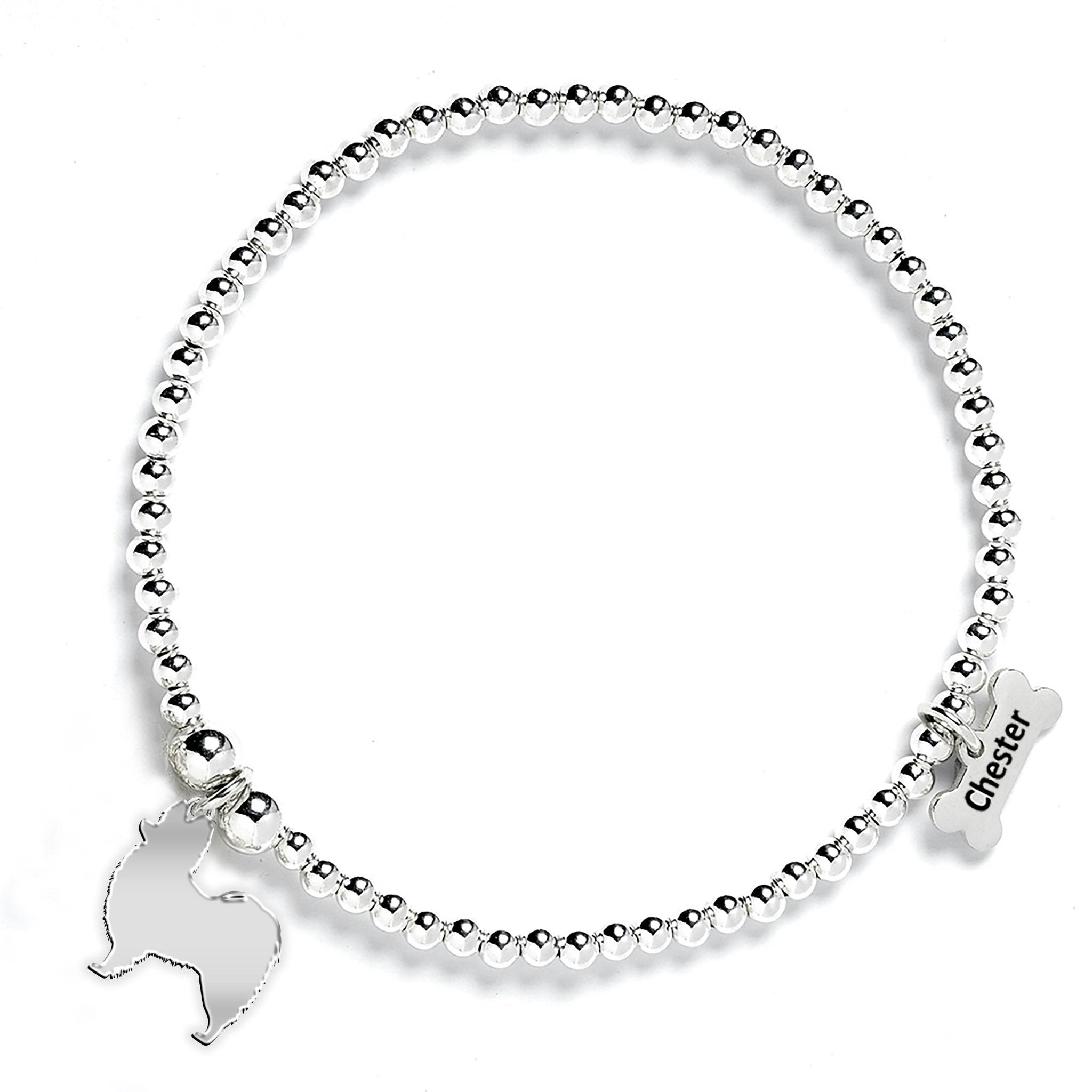 Mylee London Silver Papillon Silhouette Ball Bead Bracelet - Personalised - Yes