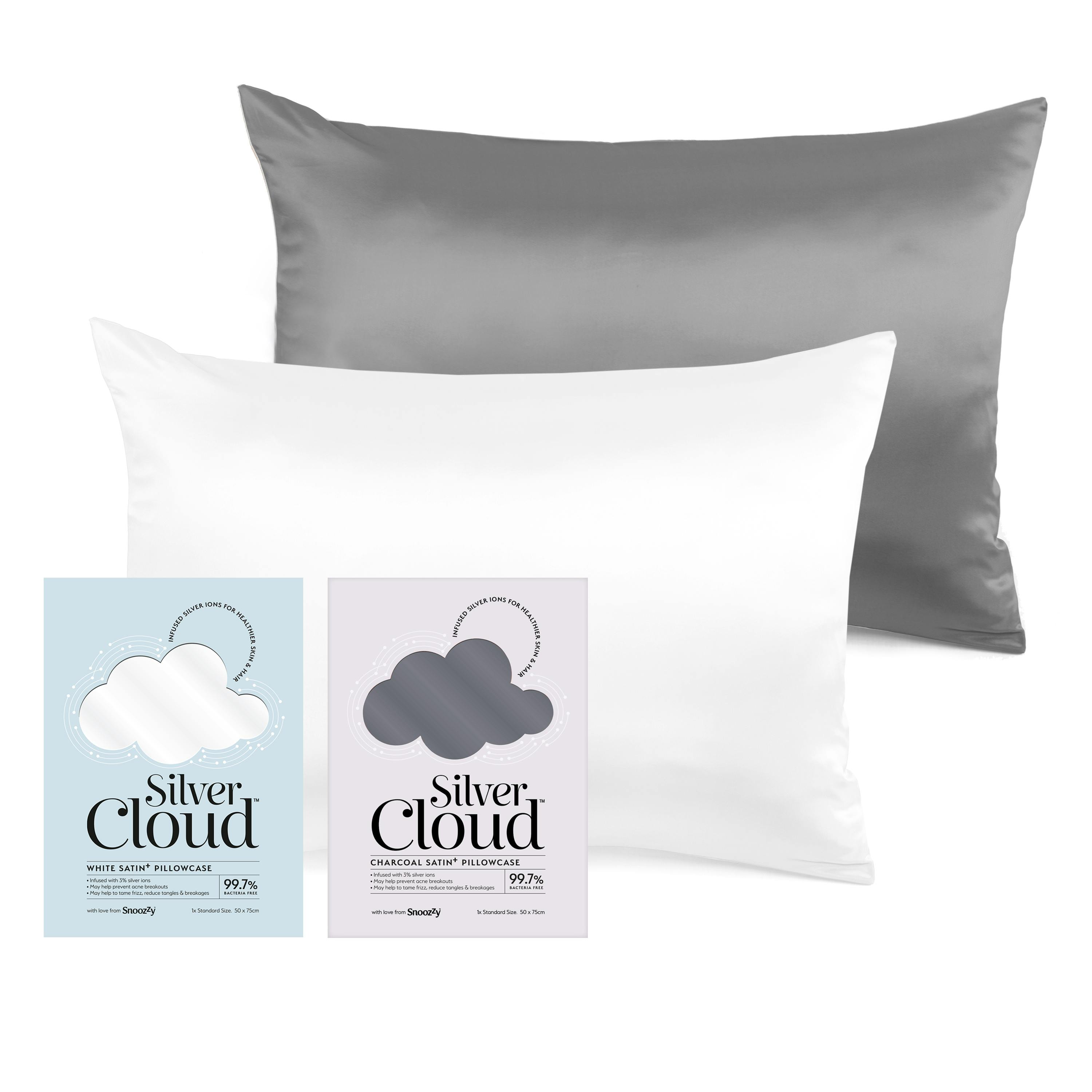 Silver Cloud Beauty Silver/White Cloud Beauty Cloud & Charcoal Satin Pillowcase Twinpack