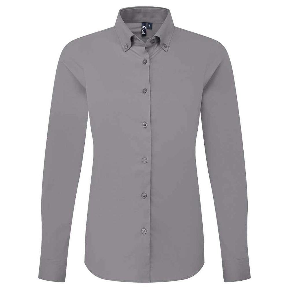 Premier (M, Steel) Womens/Ladies Supreme Oxford Long-Sleeved Formal Shirt - Image 2