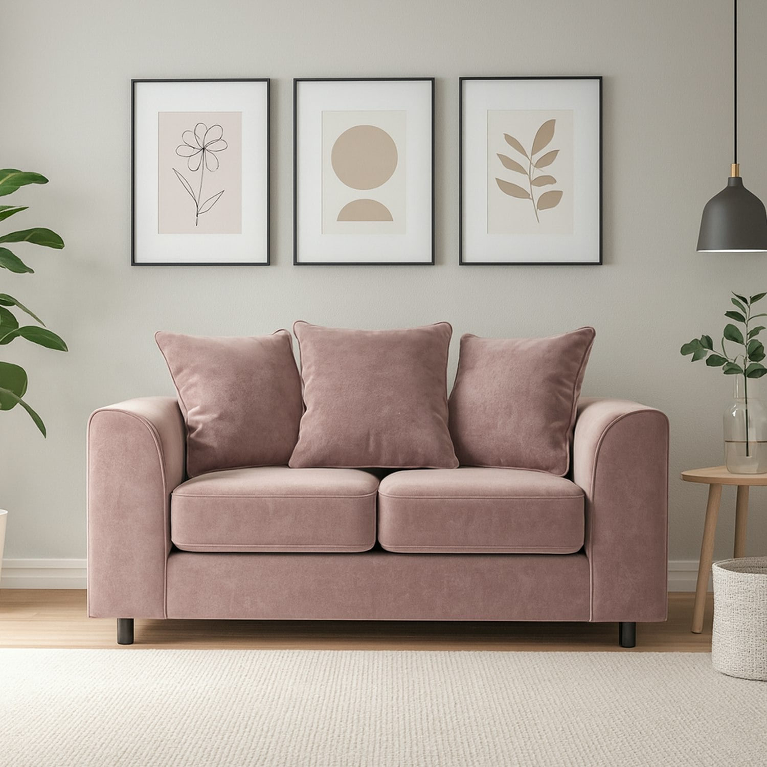 Furnishings For Less Pink Brooklyn Full Foam Plush Velvet 2 Seater