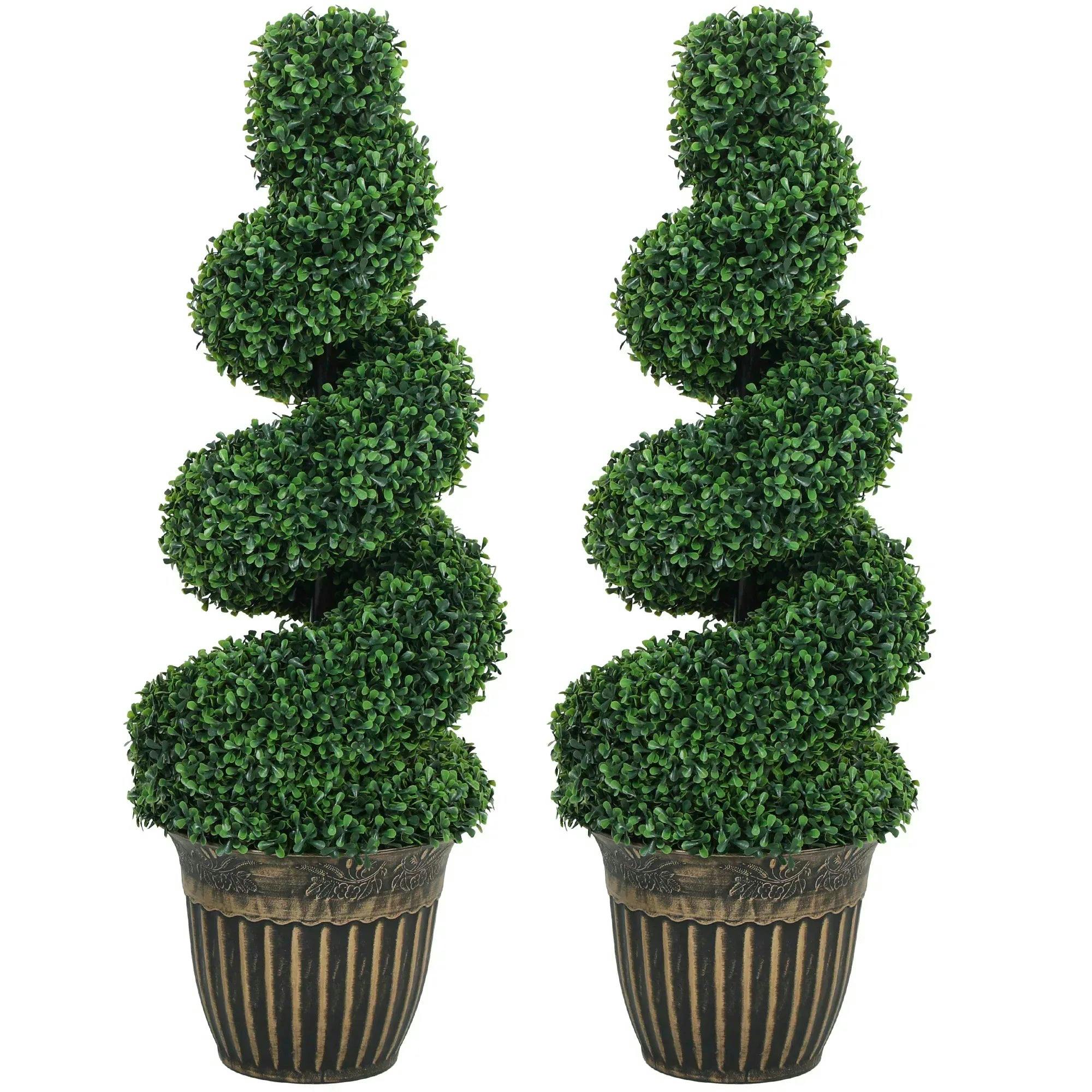 HOMCOM Spiral Boxwood Trees - Set of 2 - Green - 90cm - Image 5