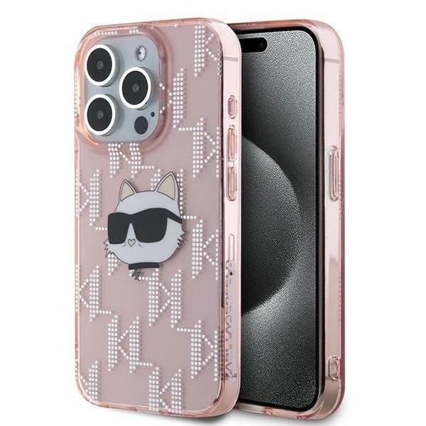 Karl Lagerfeld Pink Iml Choupette Head & Monogram Case For Iphone 15 Pro 6.1" - Klhcp15lhklpchp