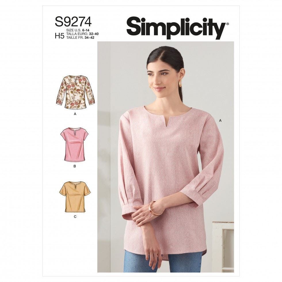 Simplicity Women's Sewing Pattern 9274, Tops For U5 (16-18-20-22-24) - Intermediate - U5 (16-18-20-22-24)