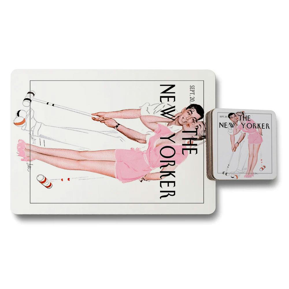 Rackhams The New Yorker Placemat Coaster Set, Designer Artwork On Wood Bottom, Limited Edition
